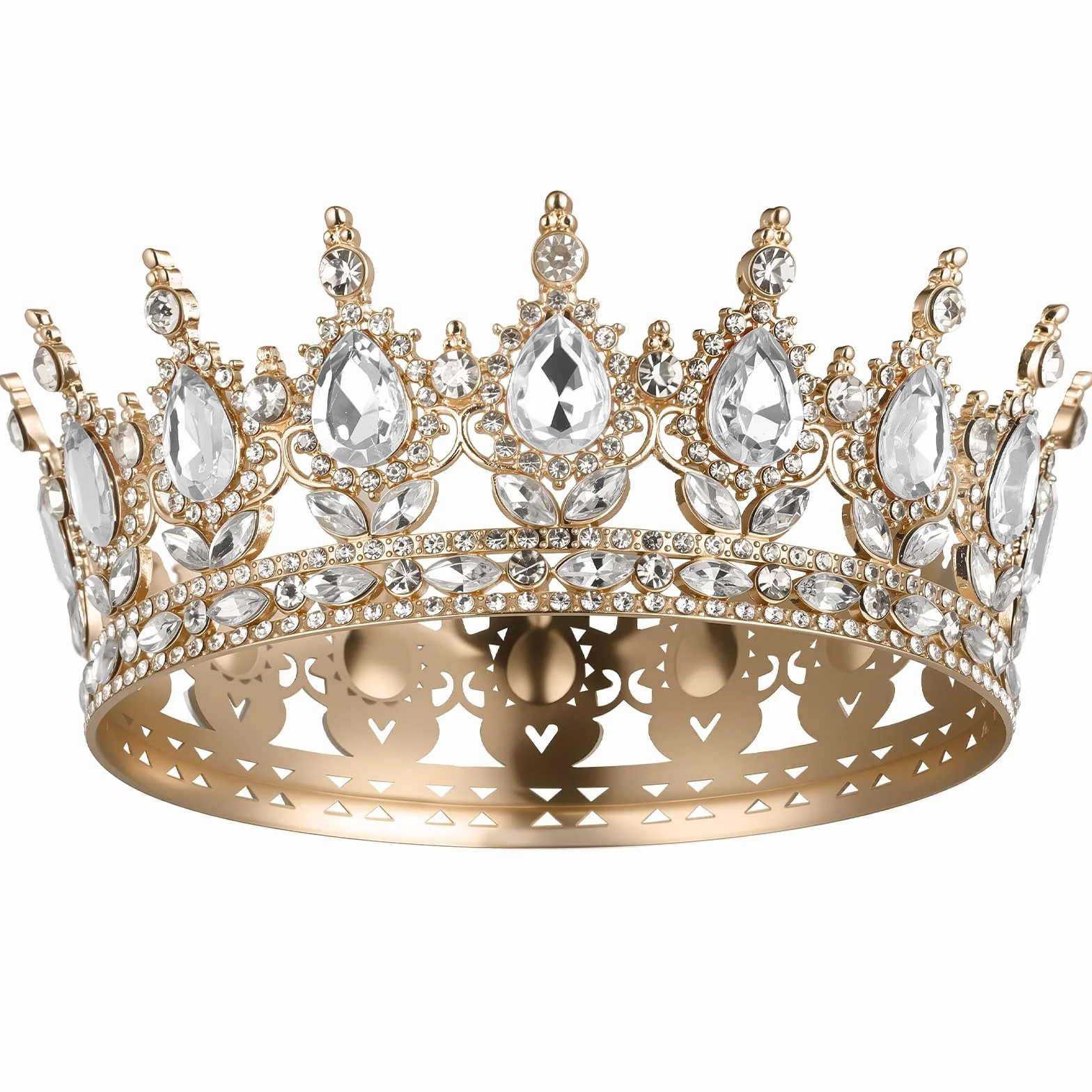 Korona dla kobiet, pełne okrągłe korony królowej, błyszczący diadem ze strasu, diadem księżniczki, akcesoria do włosów na imprezę, urodziny, dekoracje ślubne, uroczystości, rekwizyty do kostiumu