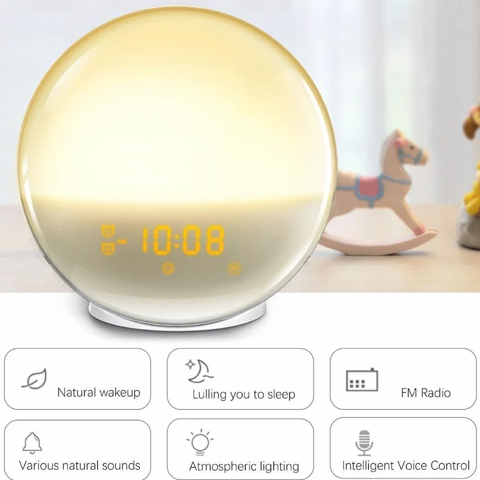 koniec wschód słońca symulacja zachód słońca budzenie budzik elektroniczny budzik naturalne radio FM z kolorowym i atmosferą