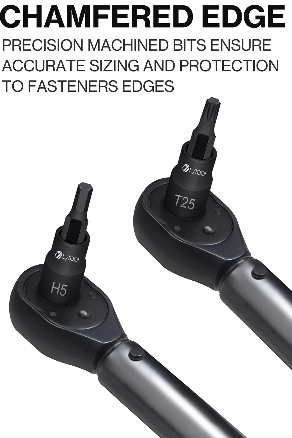 Lytool 1/4" 25-częściowy zestaw kluczy nasadowych Torx i Hex | adaptery 1/2" na 1/4", 3/8" na 1/4" i czworokątny na sześciokątny do samochodu, roweru, gospodarstwa domowego