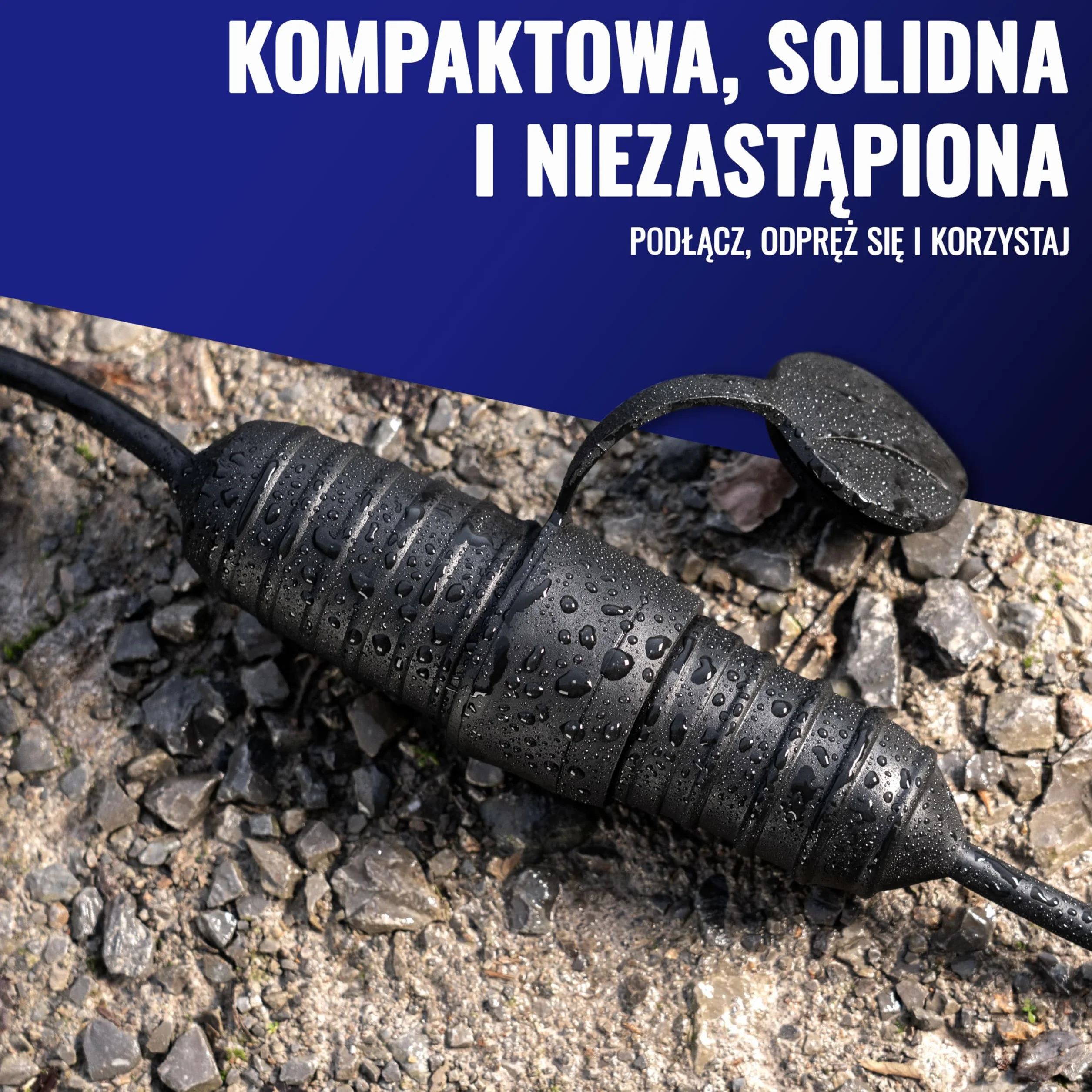 Poppstar wtyczka Schuko 250V z zabezpieczeniem przeciwzgięciowym, (2-biegunowa, 230V, 16A, IP44), wodoodporna do użytku na zewnątrz, czarna