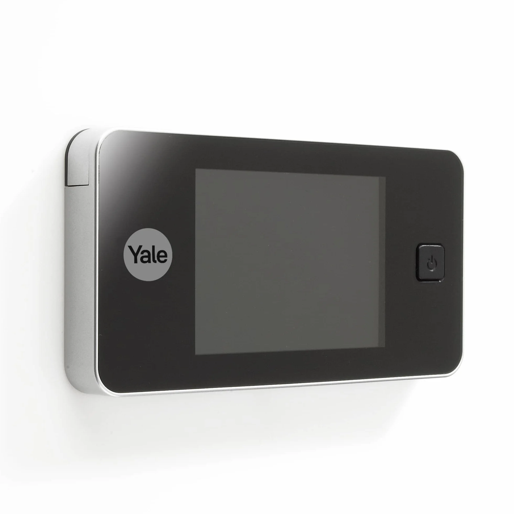 Yale 45-0500-1432-00-6011 Elektroniczny Wizjer Drzwiowy, 3.2 Calowy Ekran LCD, Kąt Widzenia Kamery 105⁰, Wymiary 1.5x12.8x6.8 cm (dł. x szer. x wys.), srebrno-czarny