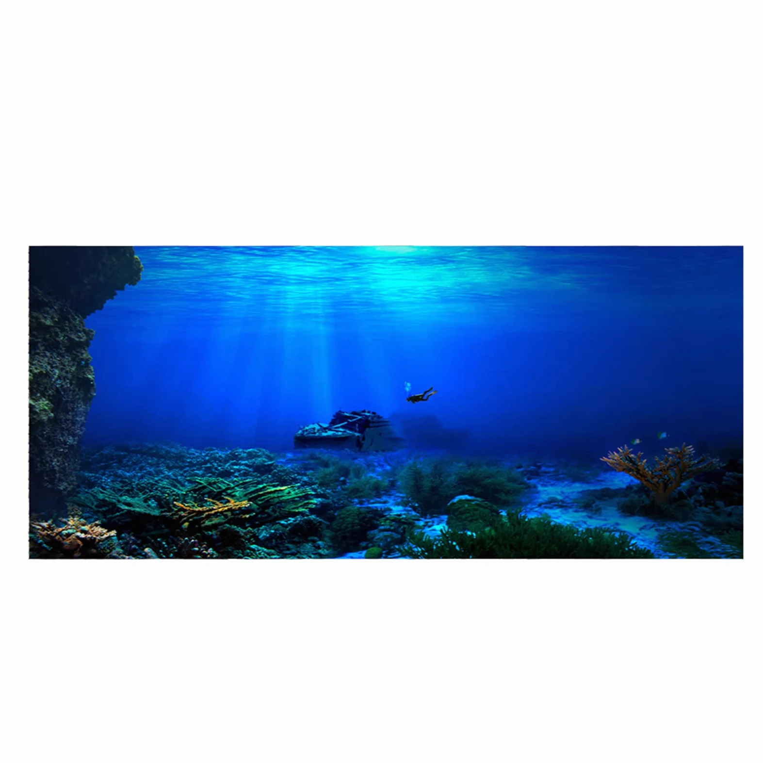 Generic Plakat Samoprzylepny w Tle Seaworld z Realistycznym Wzorem Morskiego świata do Dekoracji Akwarium, Wodoodporny i Trwały, łatwy do Czyszczenia dla Pięknej Aury, materiał PVC (122 * 61cm)