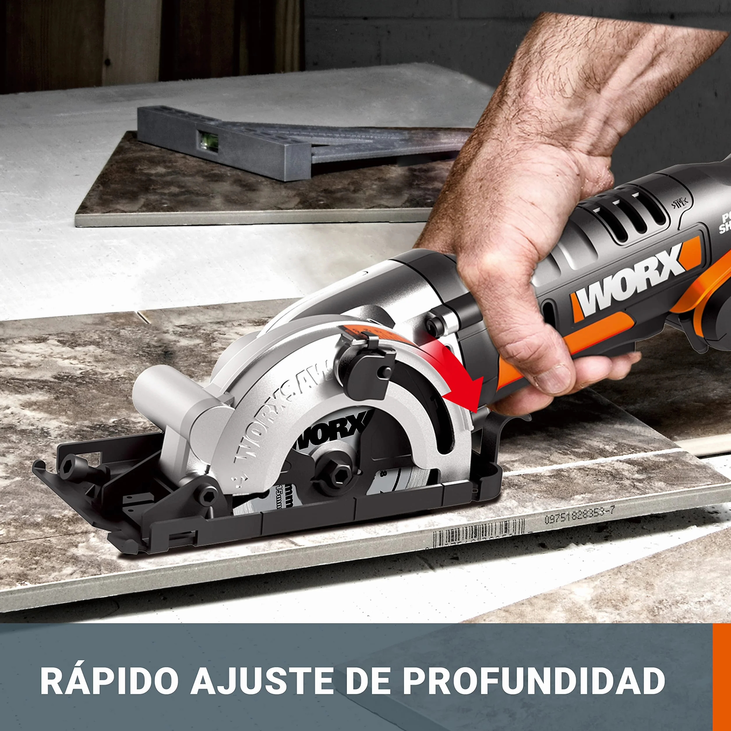 WORX WX527.9 Akumulatorowa Ręczna Pilarka Tarczowa WORXSaw 20 V, Cięcie Zanurzeniowe i Piłujące do 27 mm, do Drewna, Cienkiego Metalu, Ceramiki, Tworzyw Sztucznych, bez Akumulatora i Ładowarki