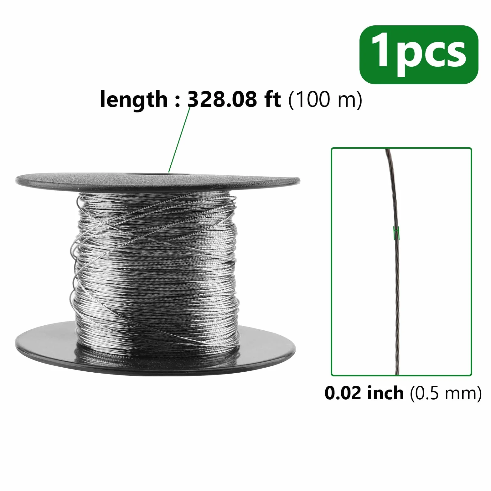 Picture Hanging Wire drut do zawieszenia obrazu, 100 m x 0,5 mm, stal nierdzewna, szpula druciana z 30 sztukami aluminium, do zawieszenia ramek na zdjęcia, linek do prania, luster
