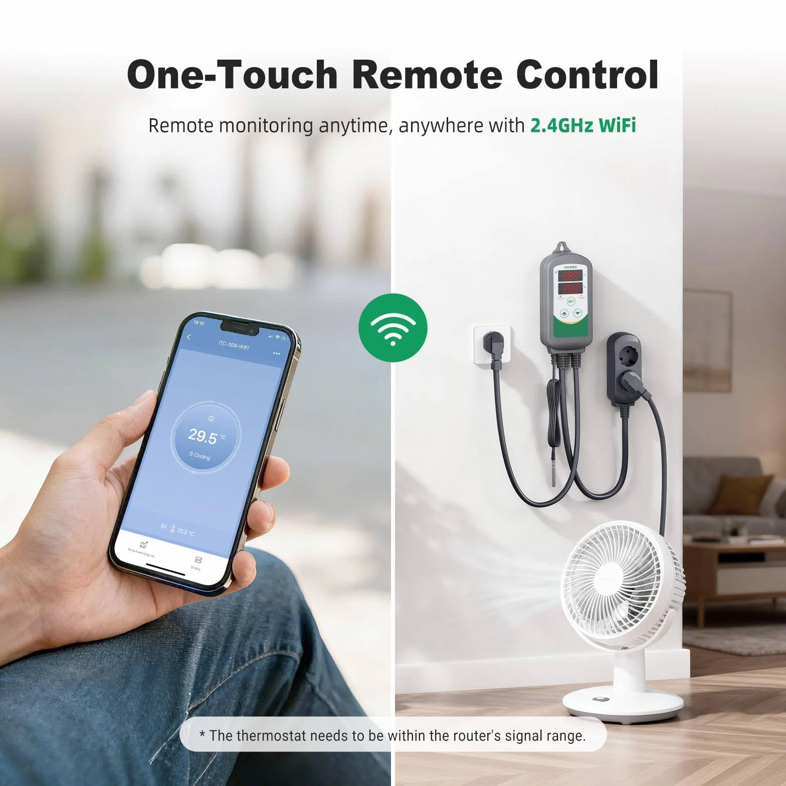 Inkbird ITC-308-WIFI Termostat chłodzenia ogrzewania, kontroler temperatury gniazda za pomocą aplikacji