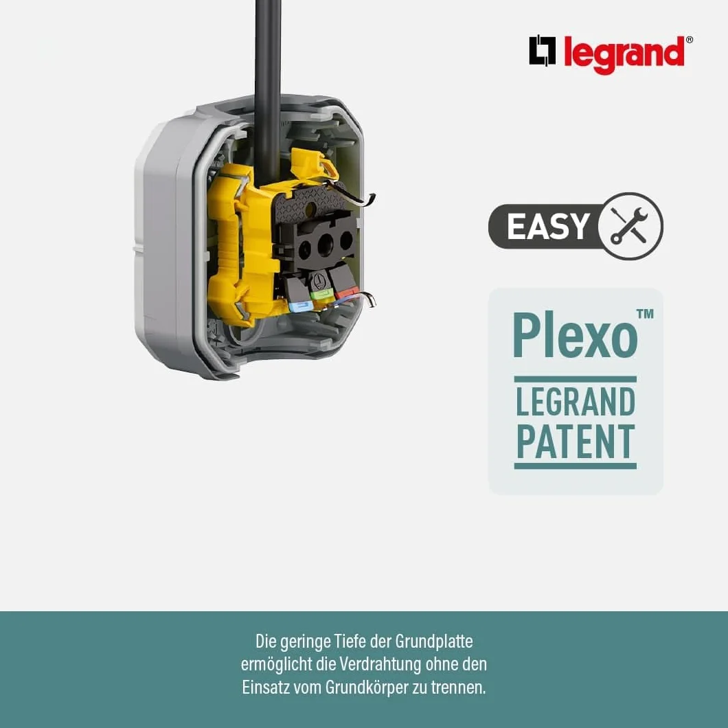 LEGRAND, Plexo New złącze kablowe do wilgotnych pomieszczeń, montaż na puszkach podtynkowych, 1 wejście ISO20-20 mm średnica gwintu, 10 sztuk, kolor: antracytowy, 069663L