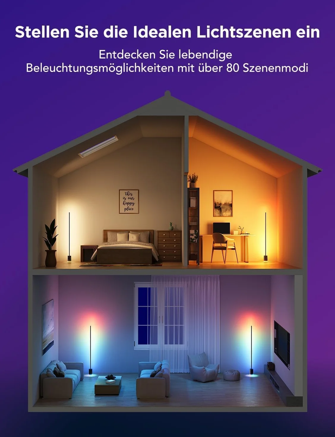 Govee Lampa stojąca LED, ściemniana, RGBIC, 1725 lm, do salonu, pracy z matą, 152 cm, RGBIC, nowoczesna czerń, 16 milionów kolorów, tryb muzyczny do dekoracji sypialni, pokoju zabaw