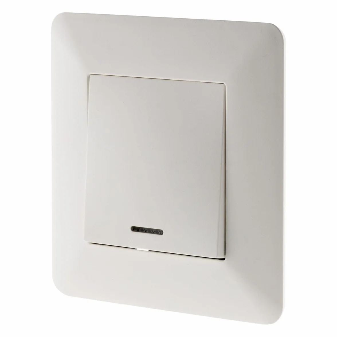 Zenitech - Przyciskowy Włącznik z Wskaźnikiem 10A Artezo - Wymiary 2x8x8cm - Biały - Montaż Natynkowy - Kompatybilny z Puszką - Wspornik na Zatrzask - Płytka Wykończeniowa 86x86 mm - Nowoczesny Design