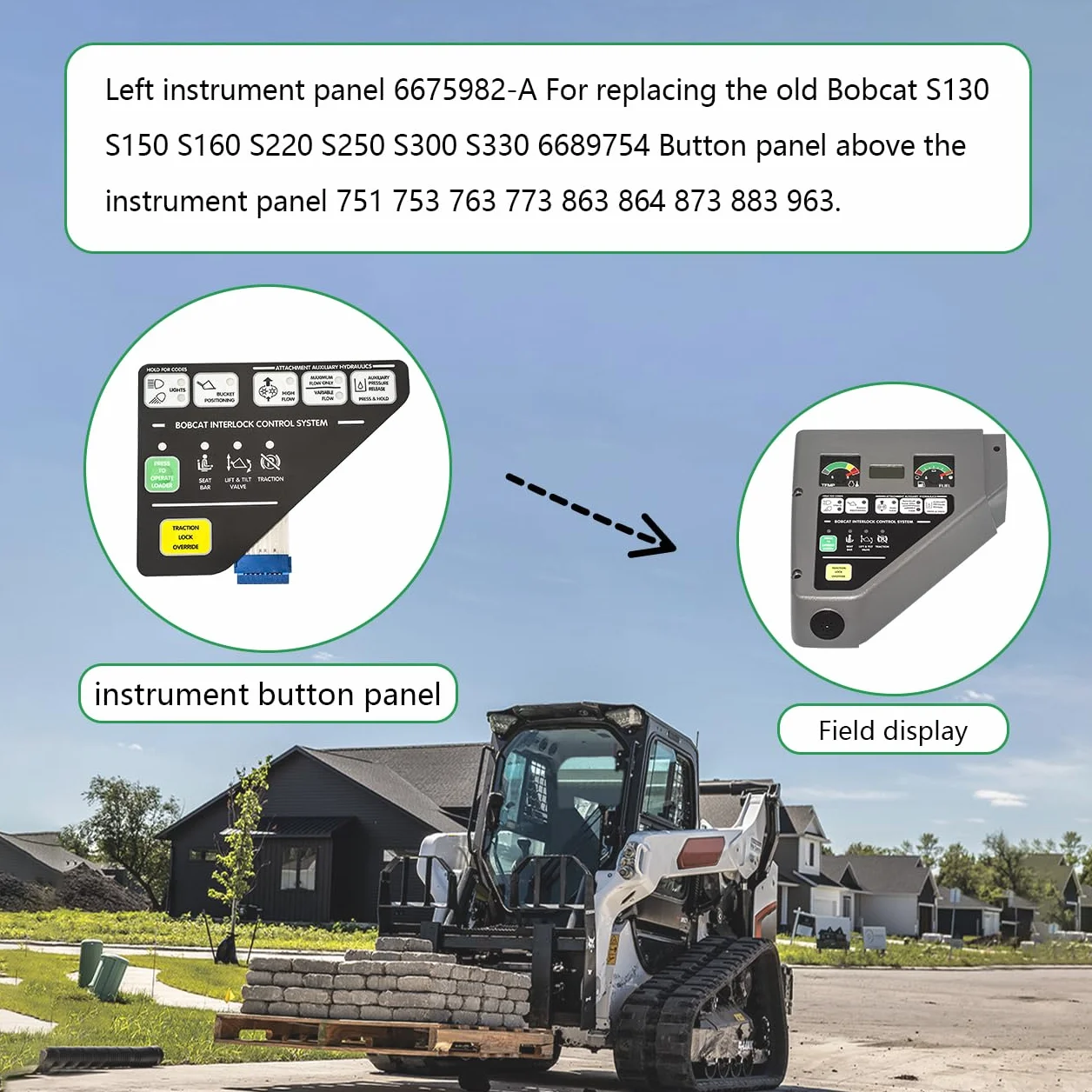 Lewy panel przyrządów 6675982-A Do wymiany starego Bobcat S130 S50 S160 S220 S250 S300 S330 6689754 Panel przycisków nad tablicą rozdzielczą 751 753 763 773 863 864 873 883 9 63