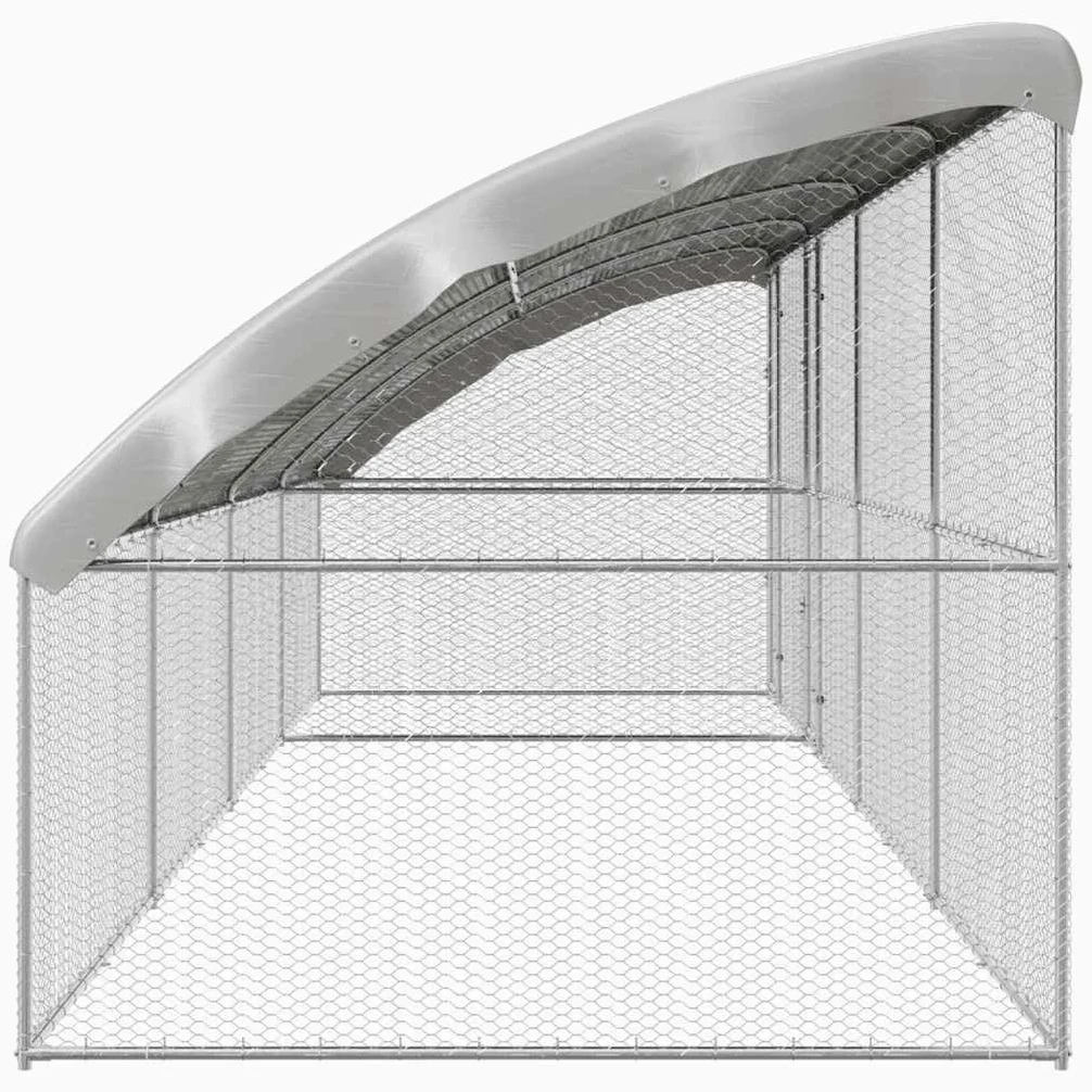 Klatka dla kurczaka z ocynkowanej stali, 4 sztuki, 800 x 200 x 200 cm, z wodoszczelnym daszkiem z siatki i zamykanym systemem ryglowania dla bezpiecznego wybiegu na zewnątrz i ochrony przed