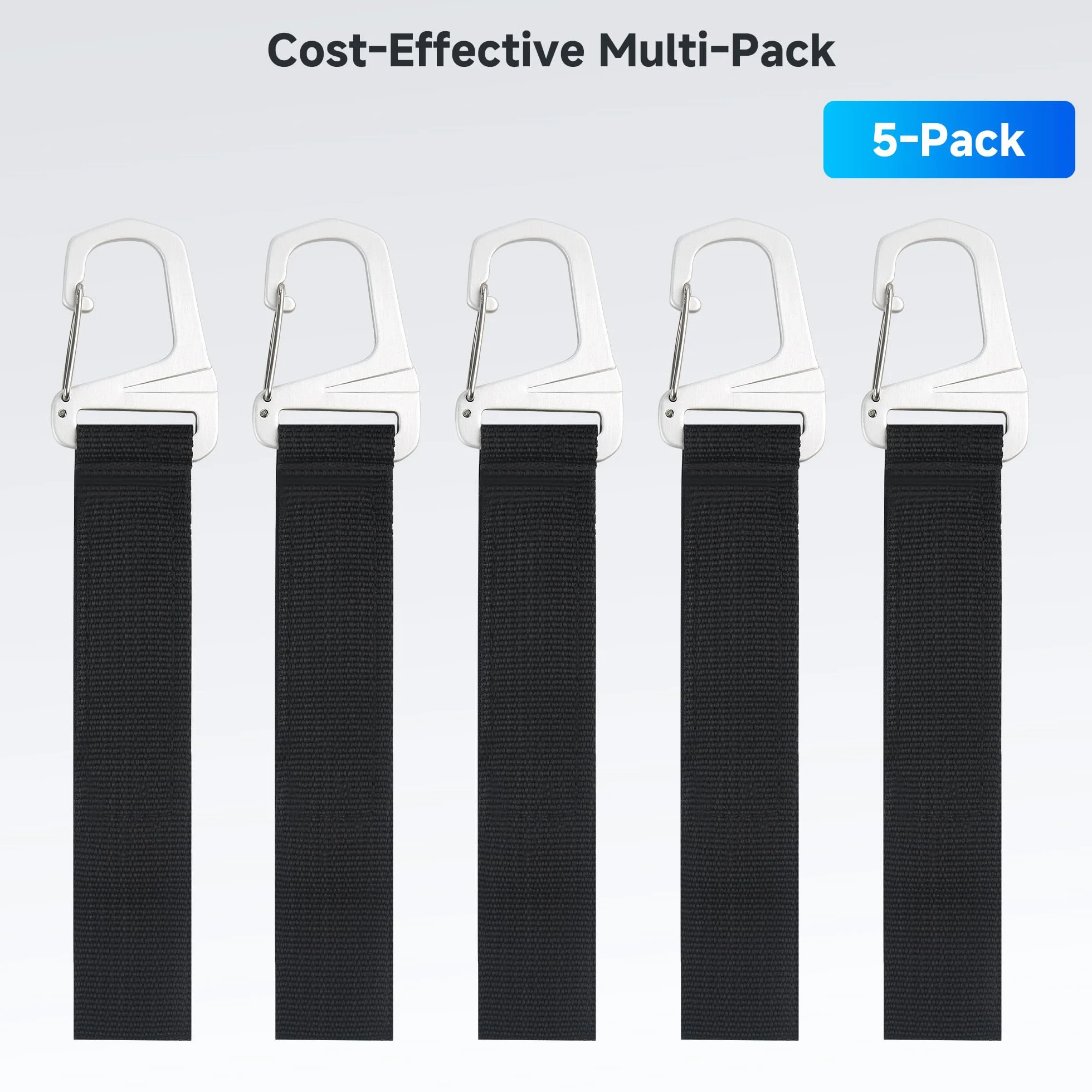 Cable Matters 5-pak wytrzymałe paski do organizacji przedłużaczy z metalową klamrą, udźwig 22 kg, opaski rzepowe 32 × 2,5 cm do kabli i węży