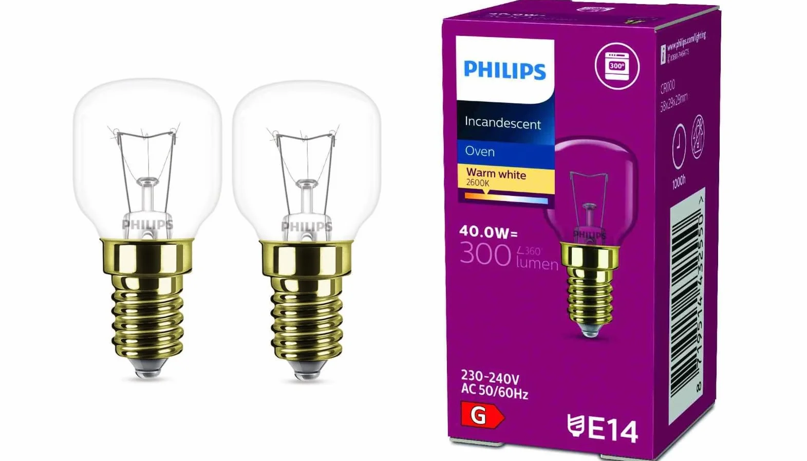 Philips żarówka do piekarnika E14 40W 45 mm 300°C