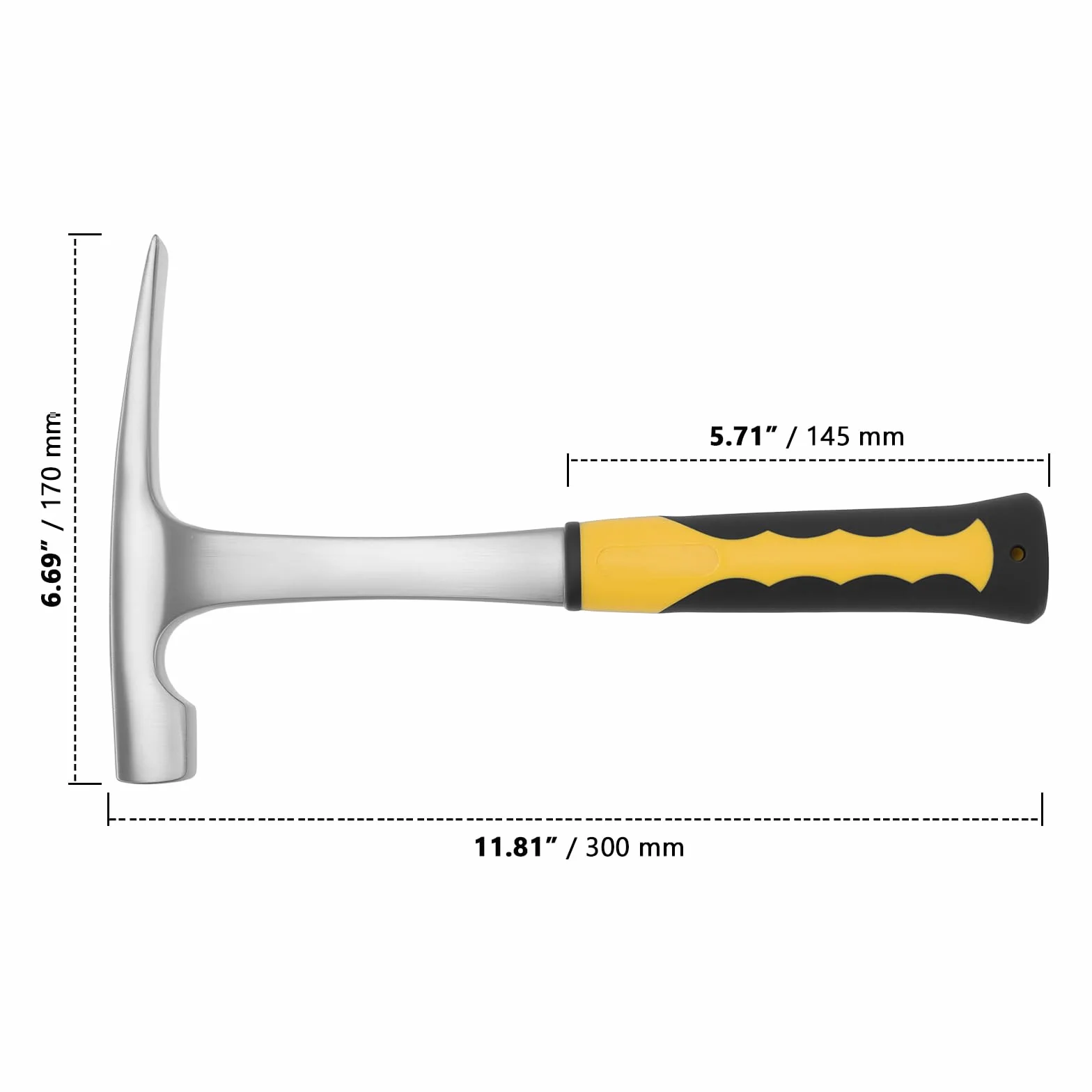 ZOENHOU M?otek geologiczny z uchwytem, 600 g, ostrza?ka, m?ot geologiczny, m?otek do eksploracji kamieni, 30 cm, ze stali w?glowej, m?otek do wiercenia w ska?ach i murów