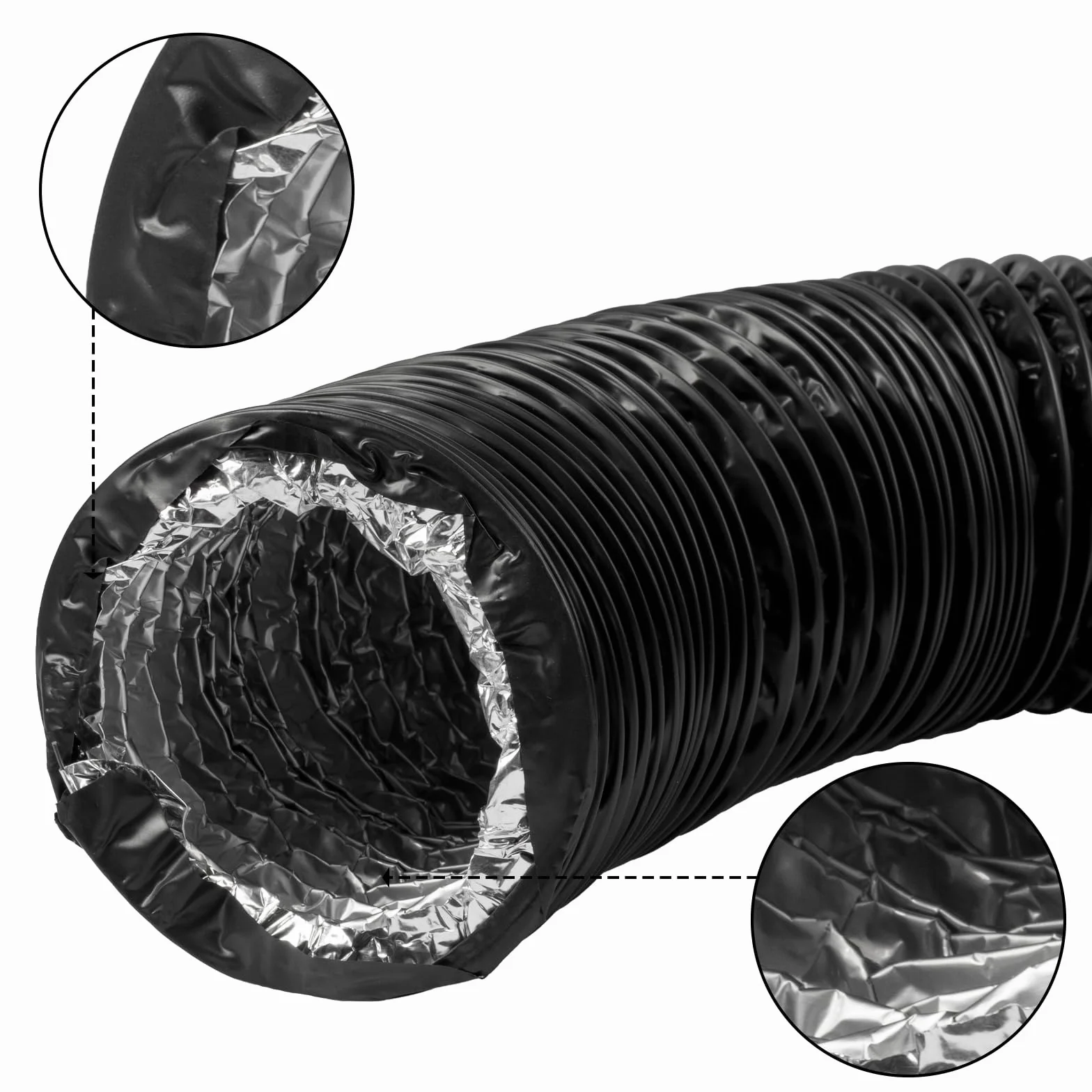 Wąż wentylacyjny HVAC 4-warstwowy 10 cm x 3 m czarny