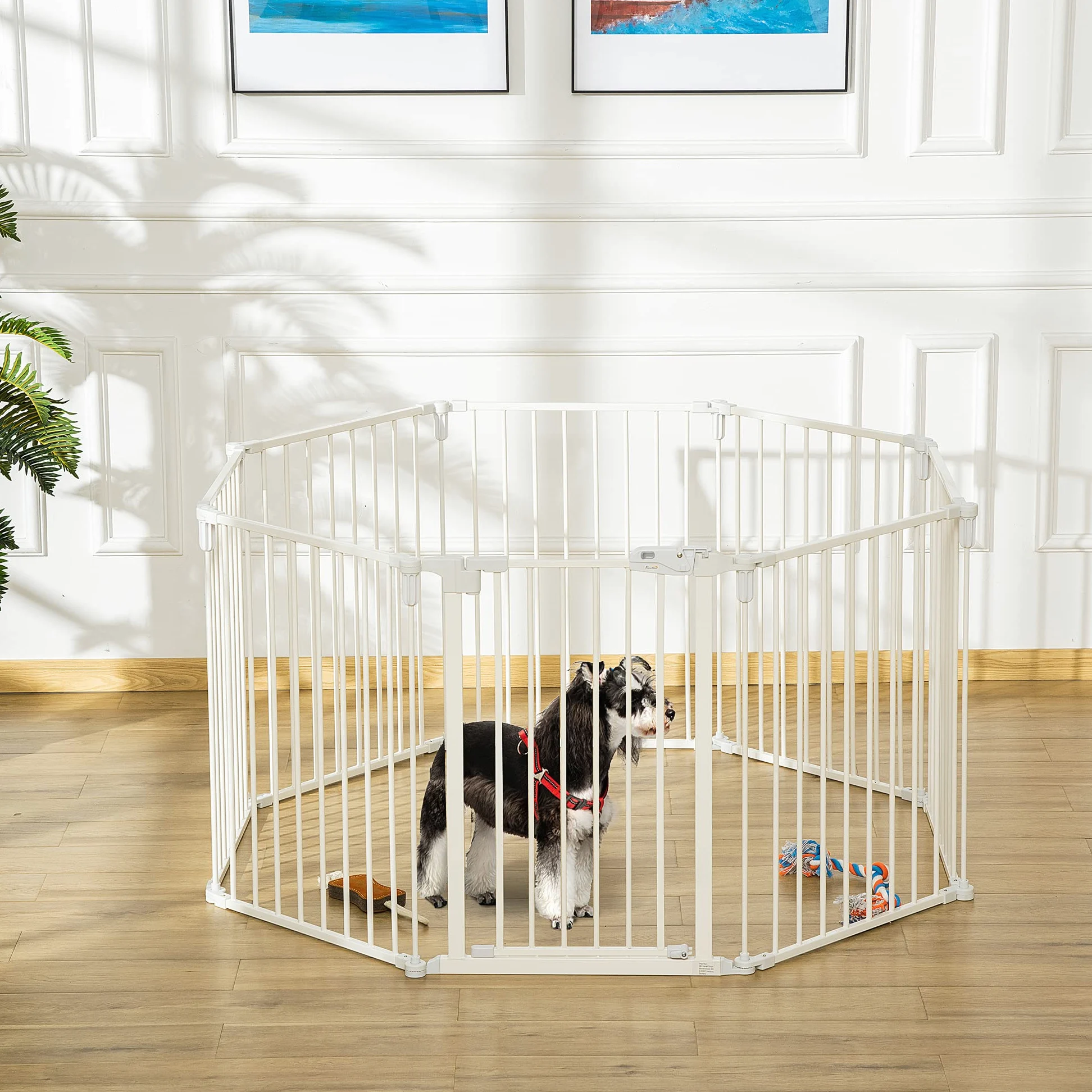 PawHut Puppy Run Outdoor Behuizing voor Honden Beschermrooster 8 Panelen 60 x 76 cm Wit