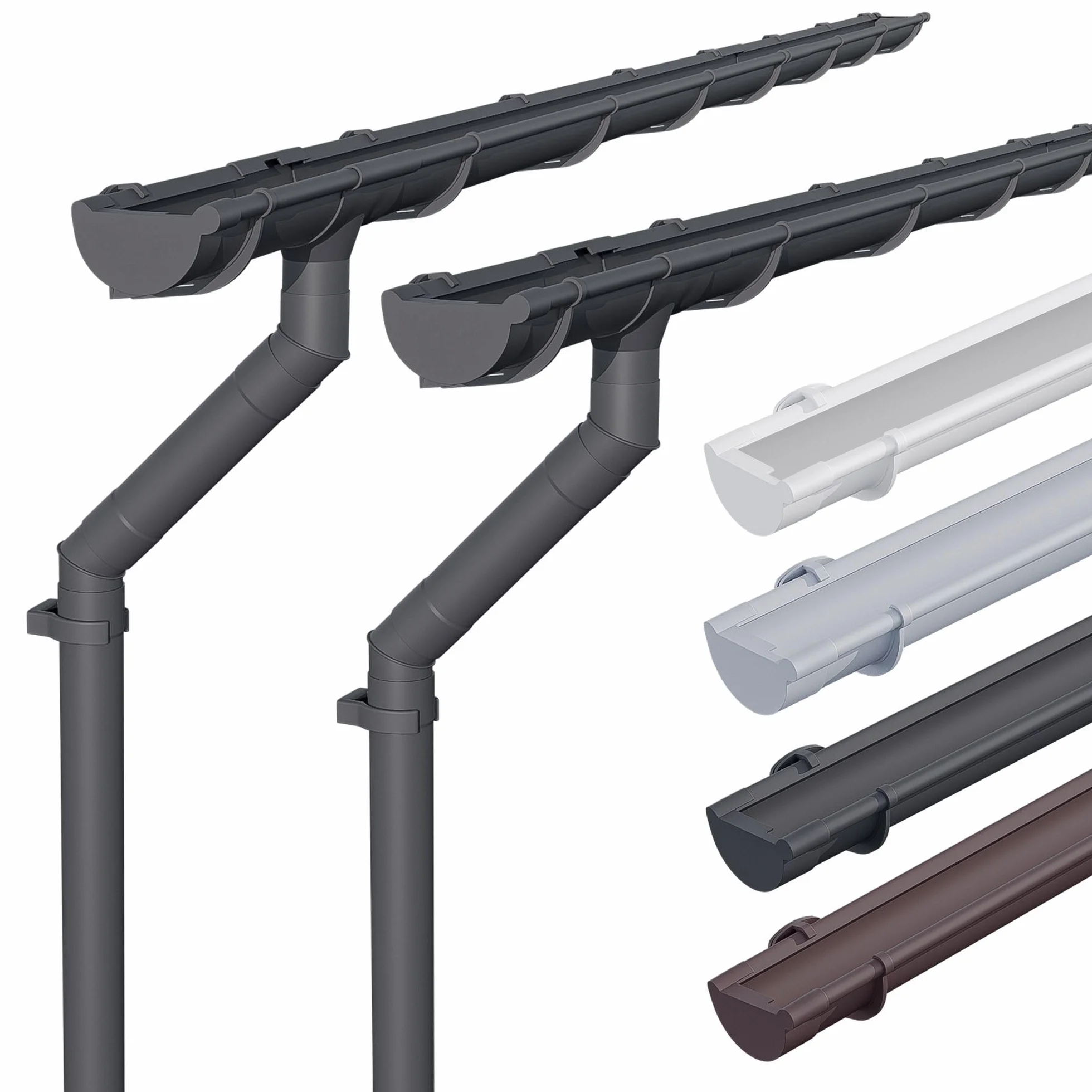 INEFA zestaw rynnowy PVC NW100 100 mm półokrągły 5 m antracyt