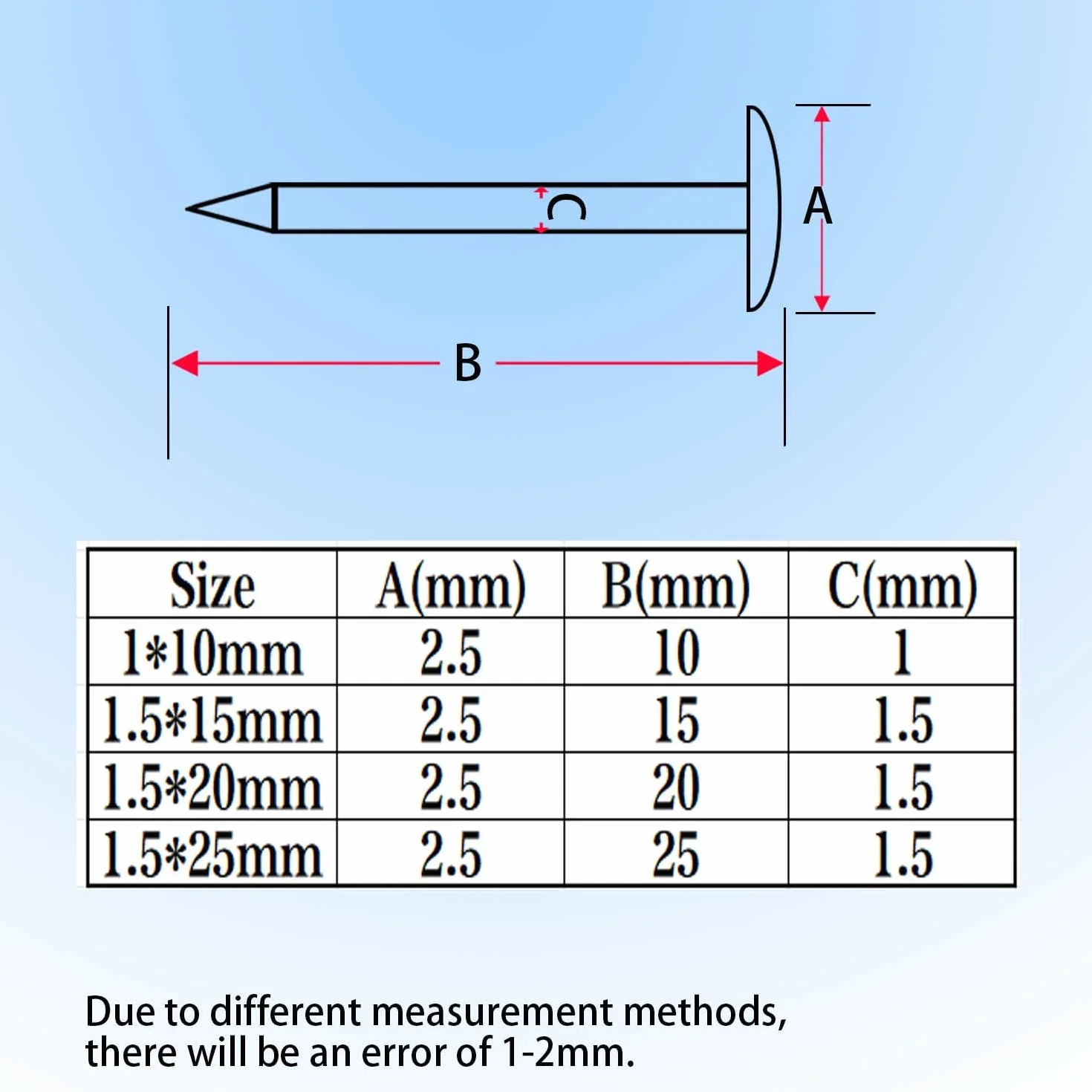 Złote okrągłe główki gwoździe drewniane 1,5 x 20 mm DIY dekoracyjne akcesoria