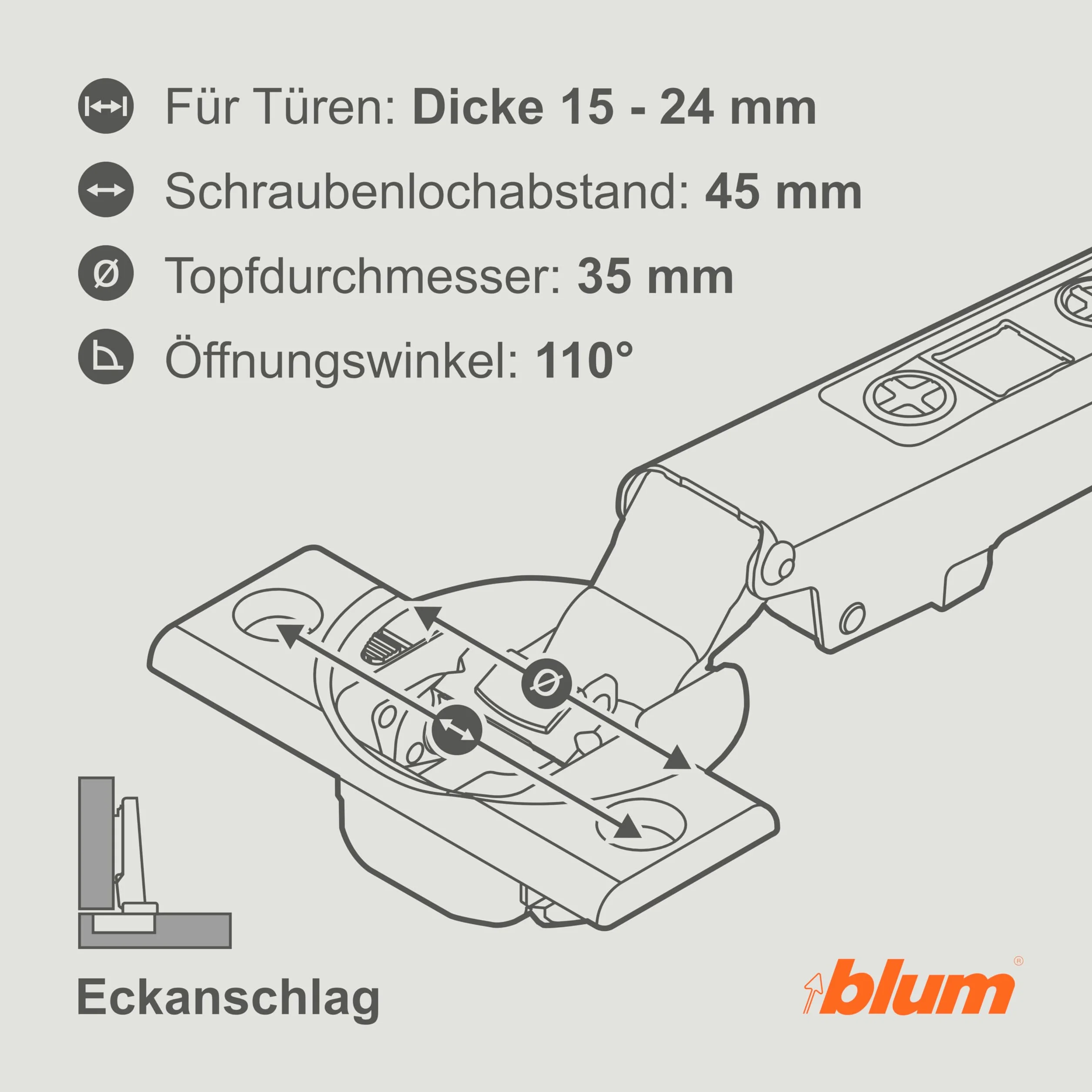 Blum CLIP top BLUMOTION 110° zawias meblowy Soft-close 35 mm, niklowany, nakładany