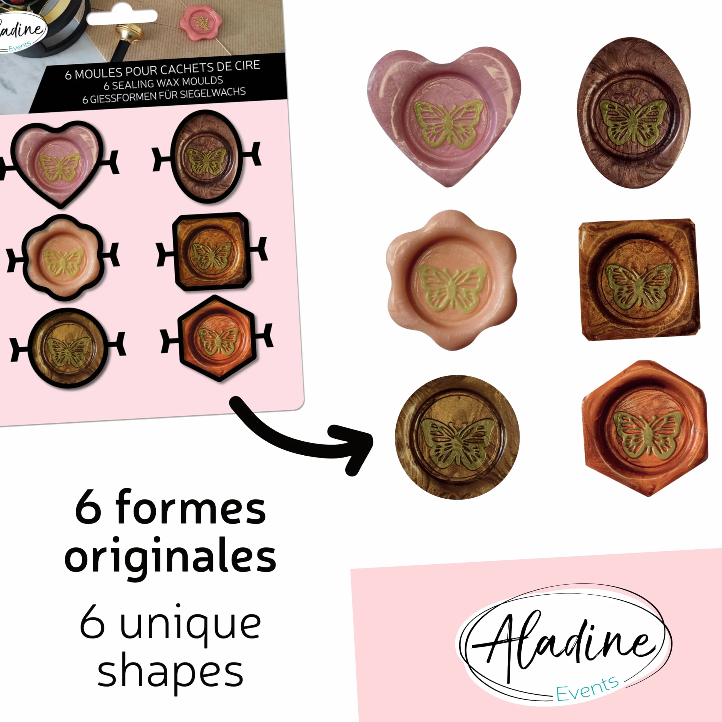 Aladine - 6 foremek do pieczątek woskowych