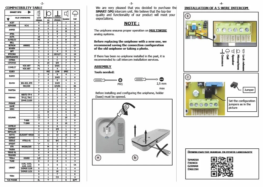 Cyfral 5902768850789 Smart5p Smart 5p telefon domowy 4 Plus N, 4, 5, 6, system przewodowy, biały