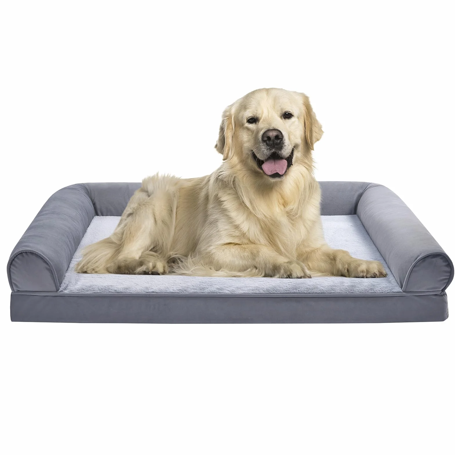 Amazon Basics Kanapa dla Psów i Innych Zwierząt Domowych ze Zdejmowanym Pokrowcem, Szara, 112 cm נ89 cm נ20 cm (dł. × szer. × wys.)