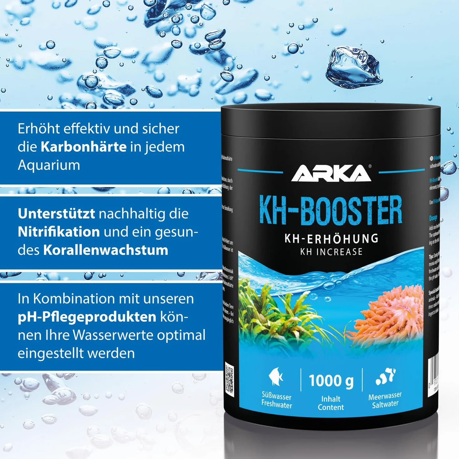 MICROBE-LIFT KH Booster – podwyższenie twardości węglanowej KH do akwarium słodkowodnego i morskiego z przydatnymi bakteriami, 1000 g
