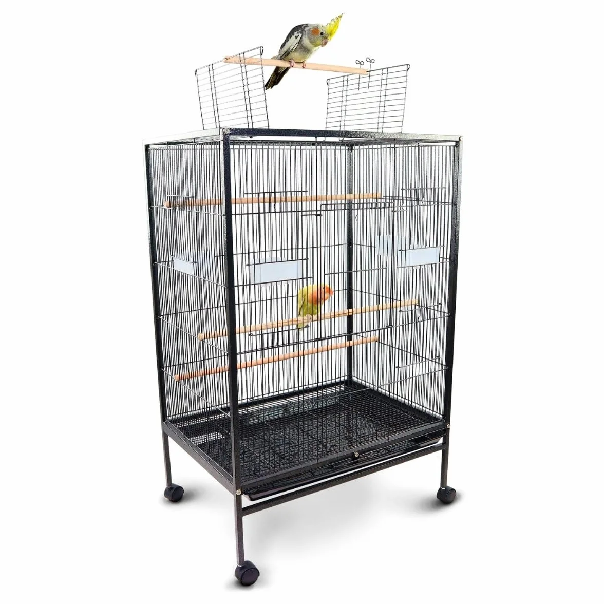 Mobiclinic® pets, Klatka dla ptaków, Nymph, Kółka transportowe, Hamulce, Otwieranie od góry, Wyjmowana taca, 8 drzwiczek, Duż rozmiar