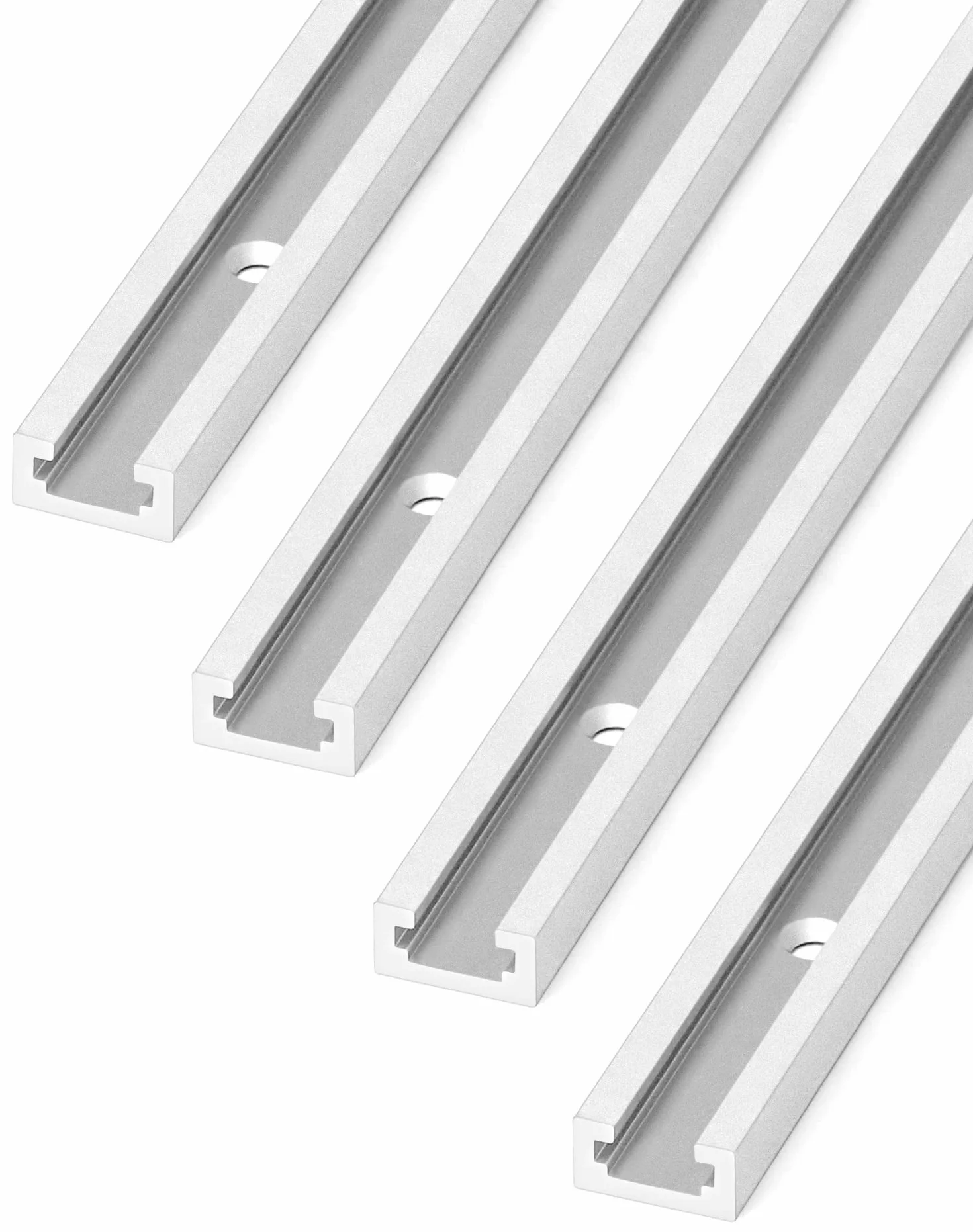 QWORK® Szyna T 91 cm, aluminiowa szyna skośna, z podwójnym profilem tnącym, do piły stołowej, narzędzia do obróbki drewna, 19 x 10 mm, 4 sztuki