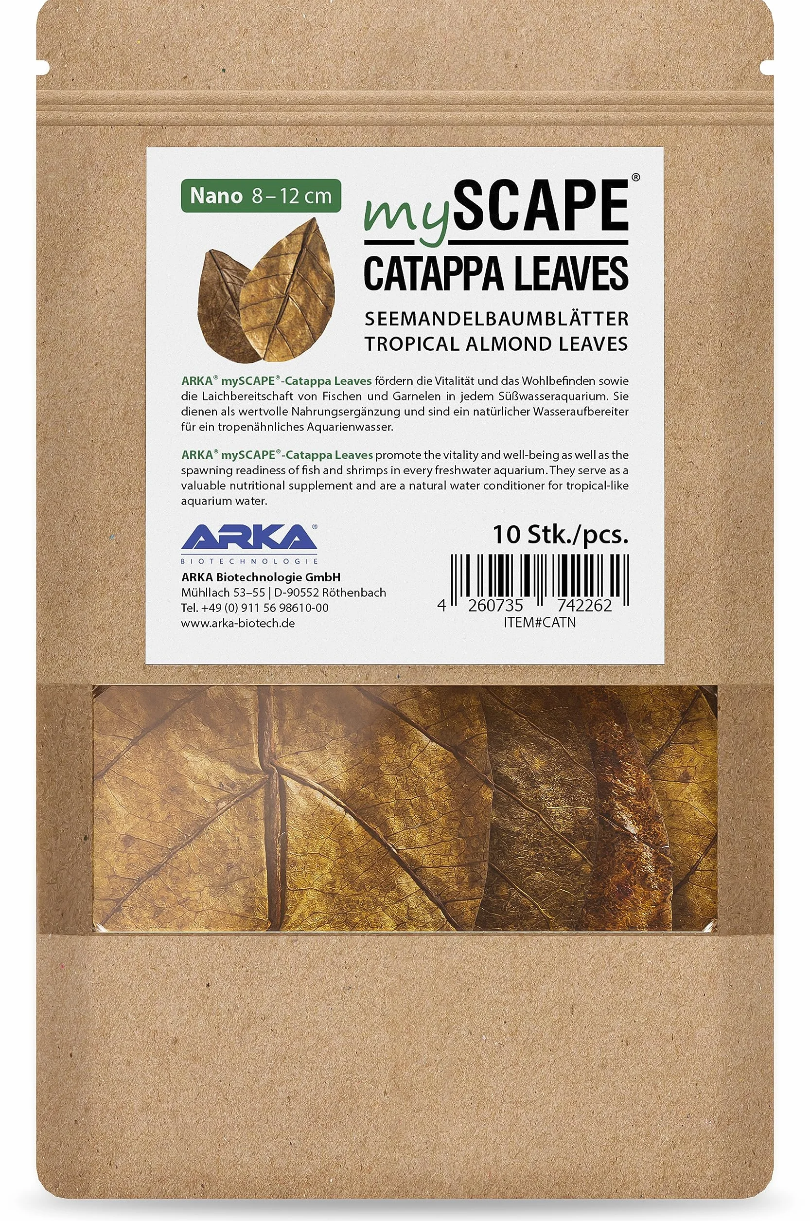 ARKA mySCAPE-CATAPPA Leaves - 8-12 cm / 10 sztuk - naturalny oczyszczacz wody z liści drzewa morskiego do akwariów słodkowodnych, poprawia zdrowie ryb i krewetek