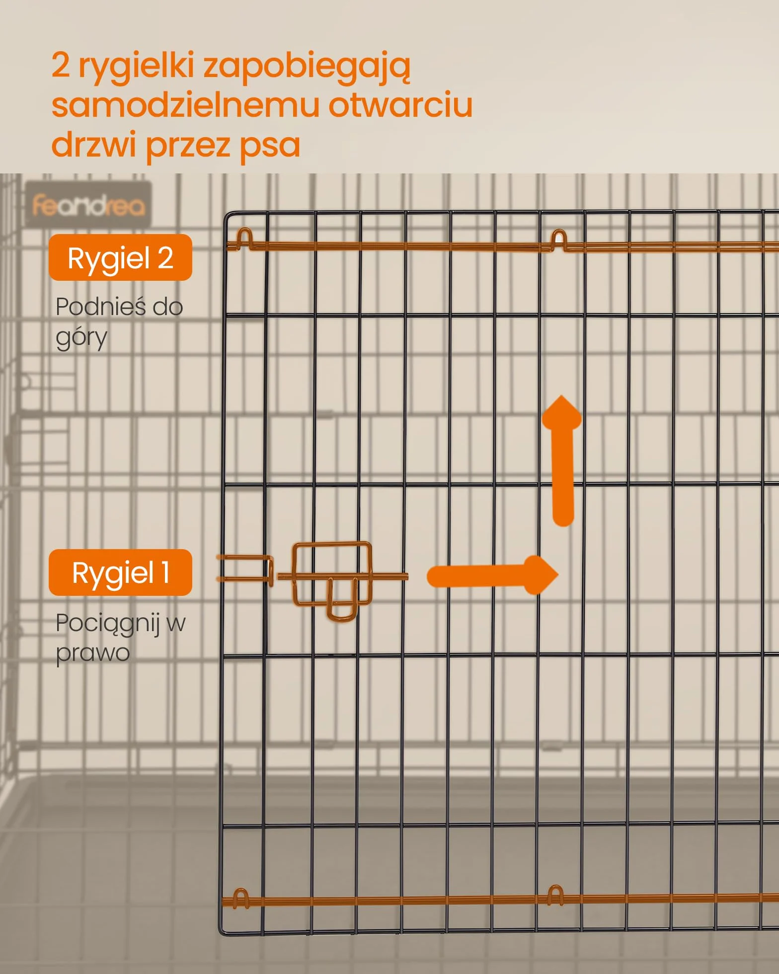 Feandrea Klatka dla psa, 120 x 72,5 x 109 cm, metalowa, składana, XXL, dla dużych psów, z podwójnymi drzwiami, łatwa do czyszczenia, do domu i samochodu, atramentowa, czarna PPD015B01