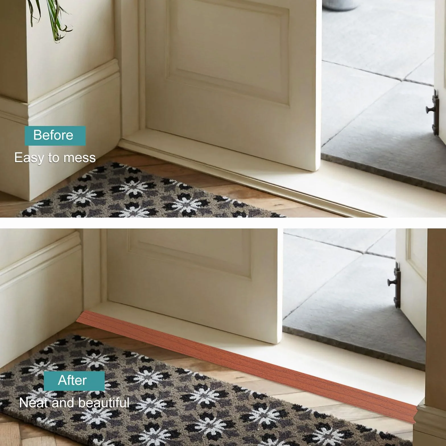 Listwa progowa 100cm x 4cm samoprzylepna, listwy przejściowe podłogowe wykończenie krawędzi dywanu PVC, wykończenie krawędzi dywanu do kuchni/salonu, listwa drzwiowa do łączenia szczelin podłogowych