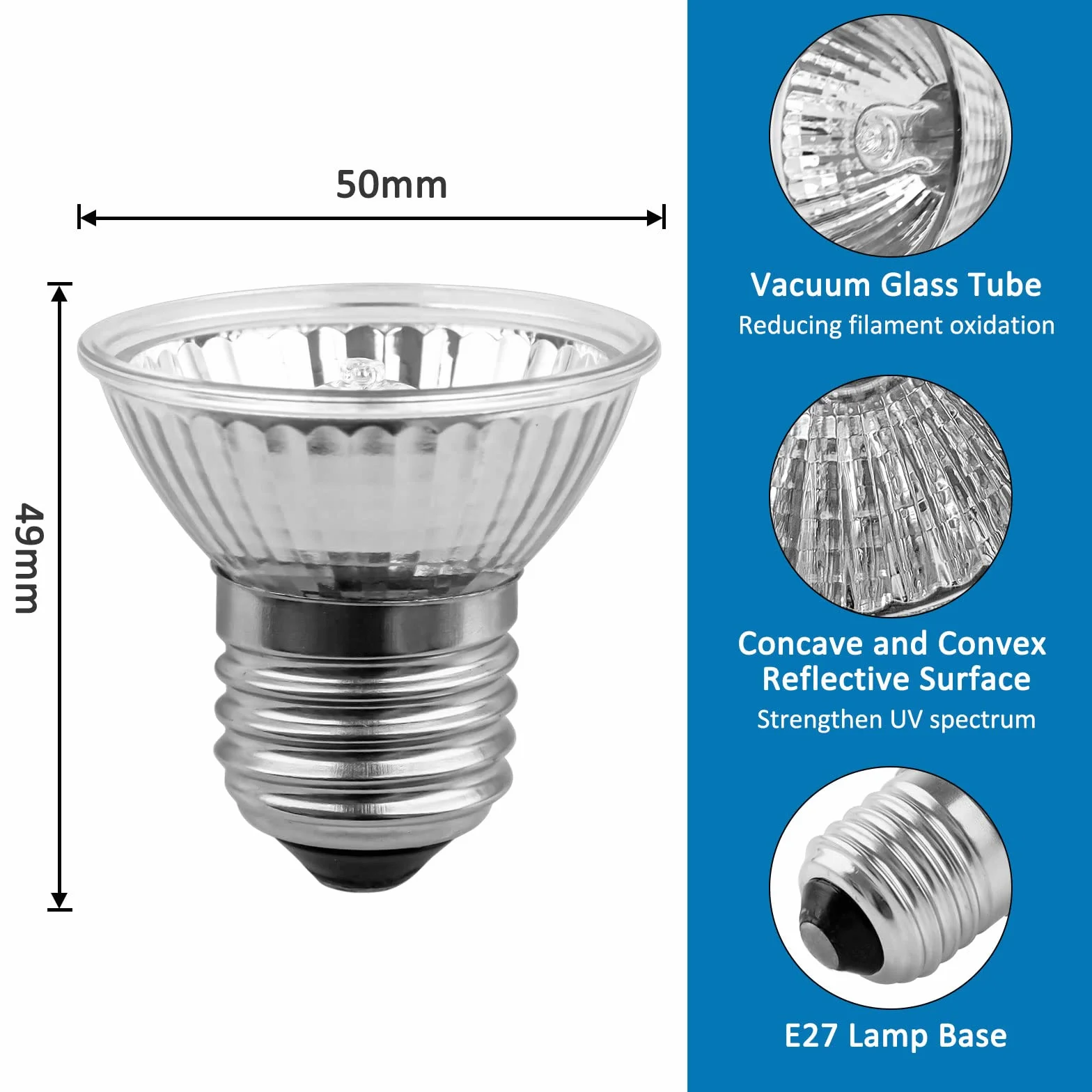Lampa grzewcza halogenowa E27 25W UVA UVB AC230V dla żółwi gadów 4 sztuki