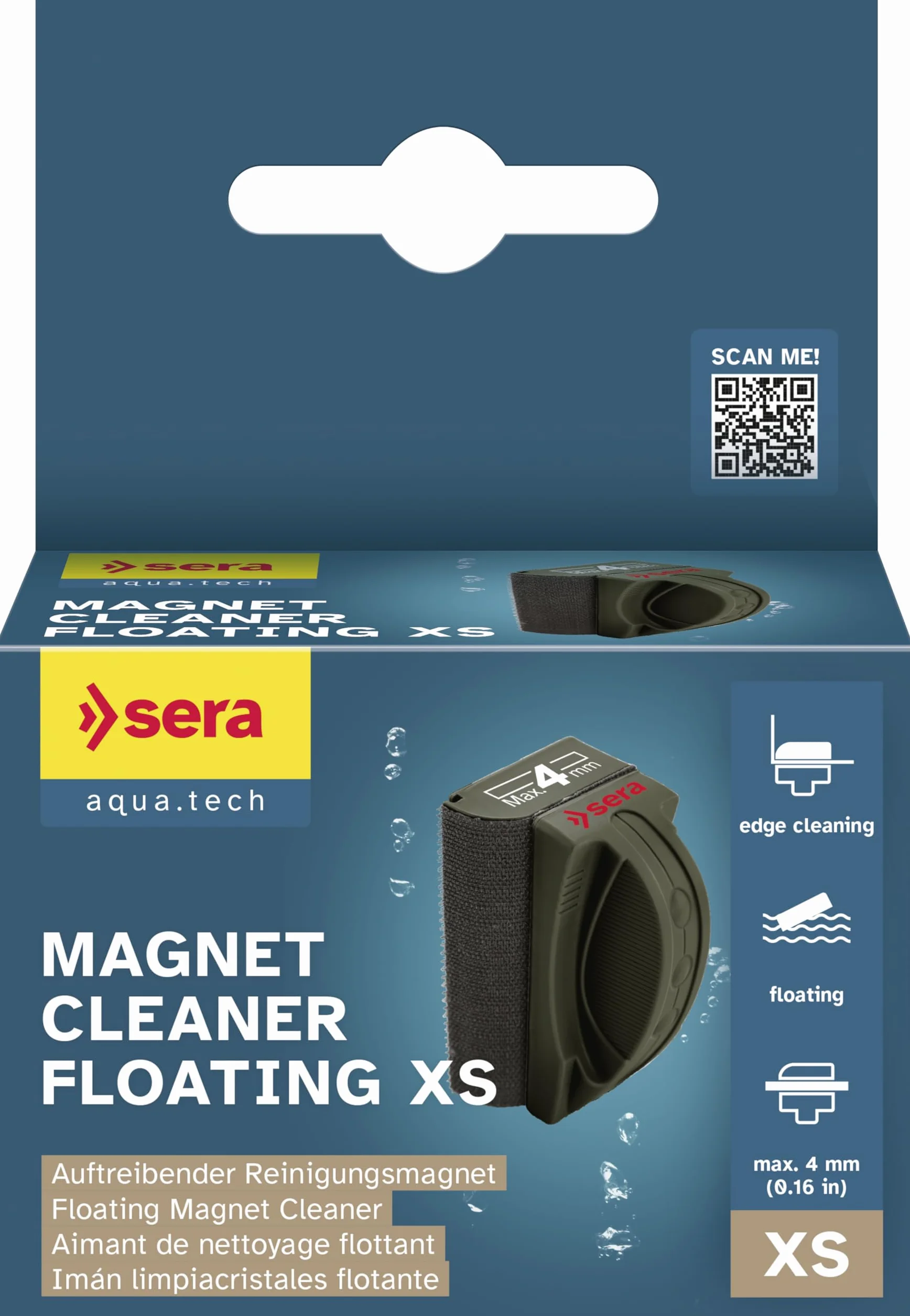 sera Pływający magnes do czyszczenia szkła XS 4 mm | unoszący się magnes do czyszczenia | pływający magnes z algami do akurium