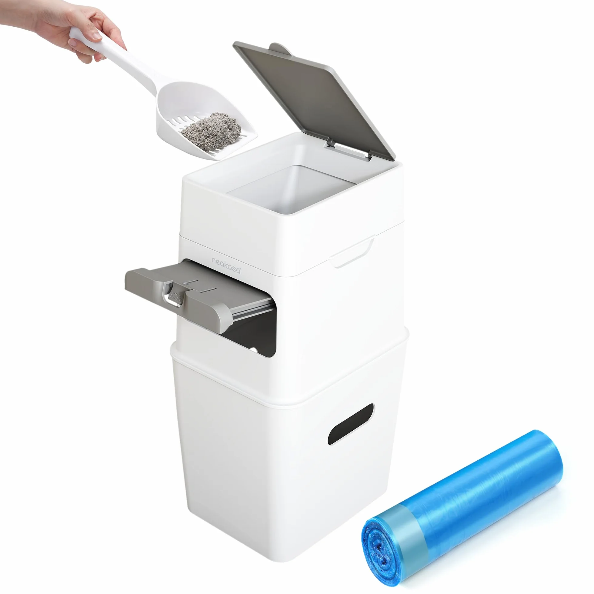 Neakasa PooGuard Kosz na śmieci 9,2 l na żwirek dla kotów z okienkiem biały