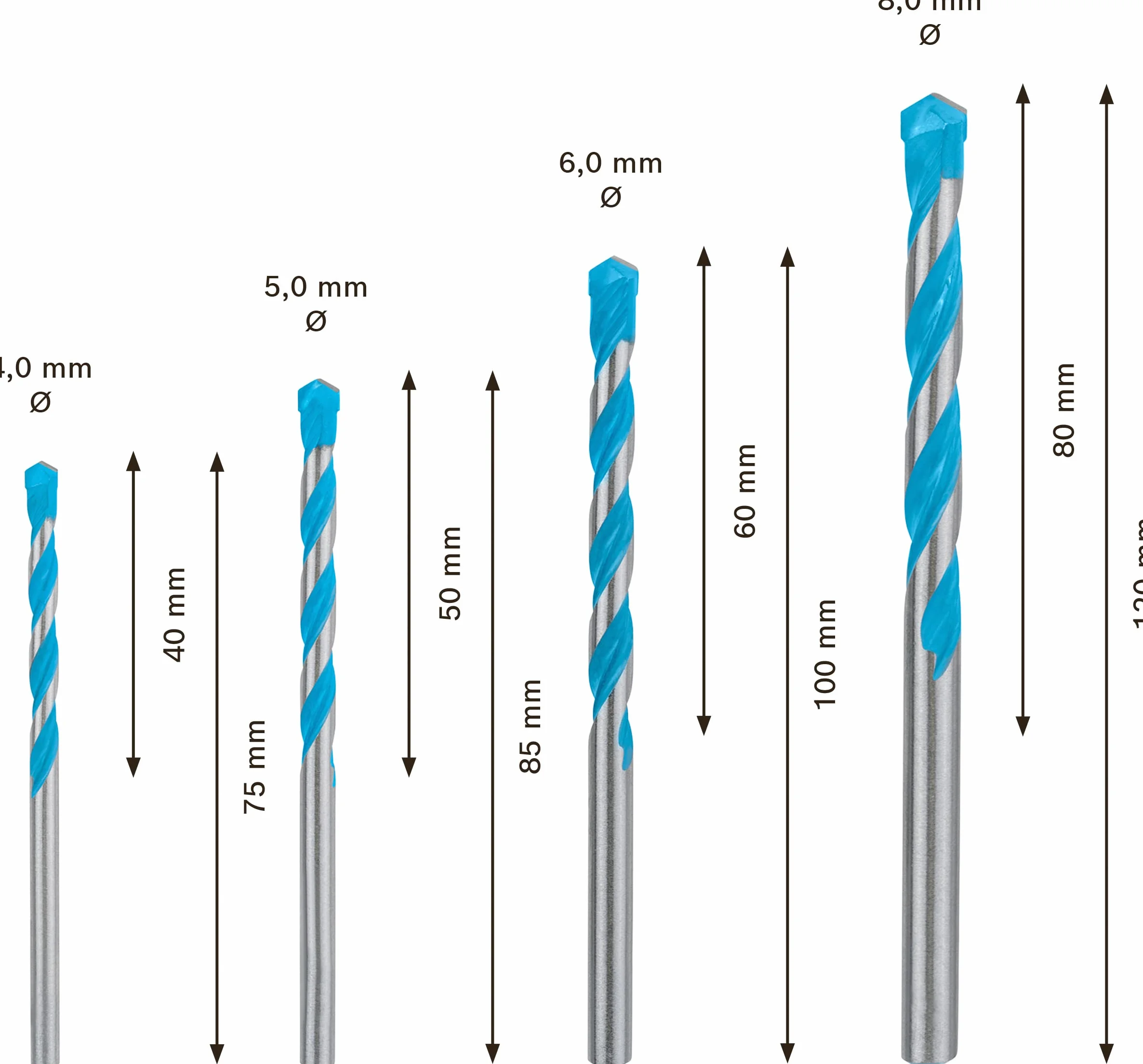 Bosch 4x Zestawy wierteł wielozadaniowych EXPERT CYL-9 MultiConstruction (do Beton, Miękkie płytki, Ø 4-8 mm, Professional Akcesoria Wiertarki/wkrętarki udarowe, Wiertarki/Wkrętarki)