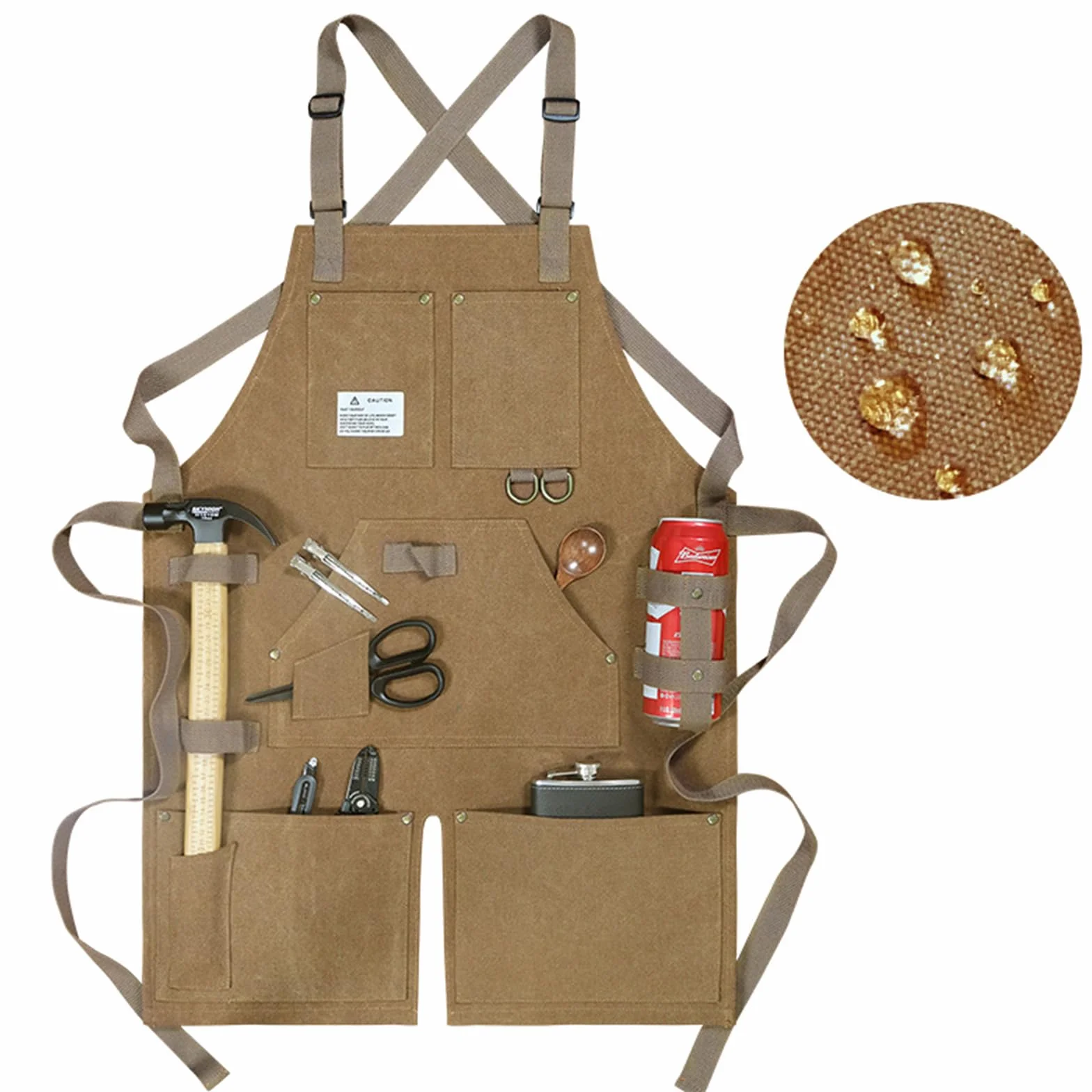 Fartuch roboczy spawalniczy męski regulowany Canvas Cross Back z dużymi kieszeniami