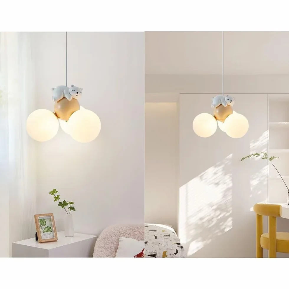 Lampa wisząca LED śpiący niedźwiedź kreskówka balon lampa sufitowa żyrandol lampa wisząca lampa sufitowa księżyc żyrandol sufitowa oprawa oświetleniowa do sypialni, pokoju dziecięcego