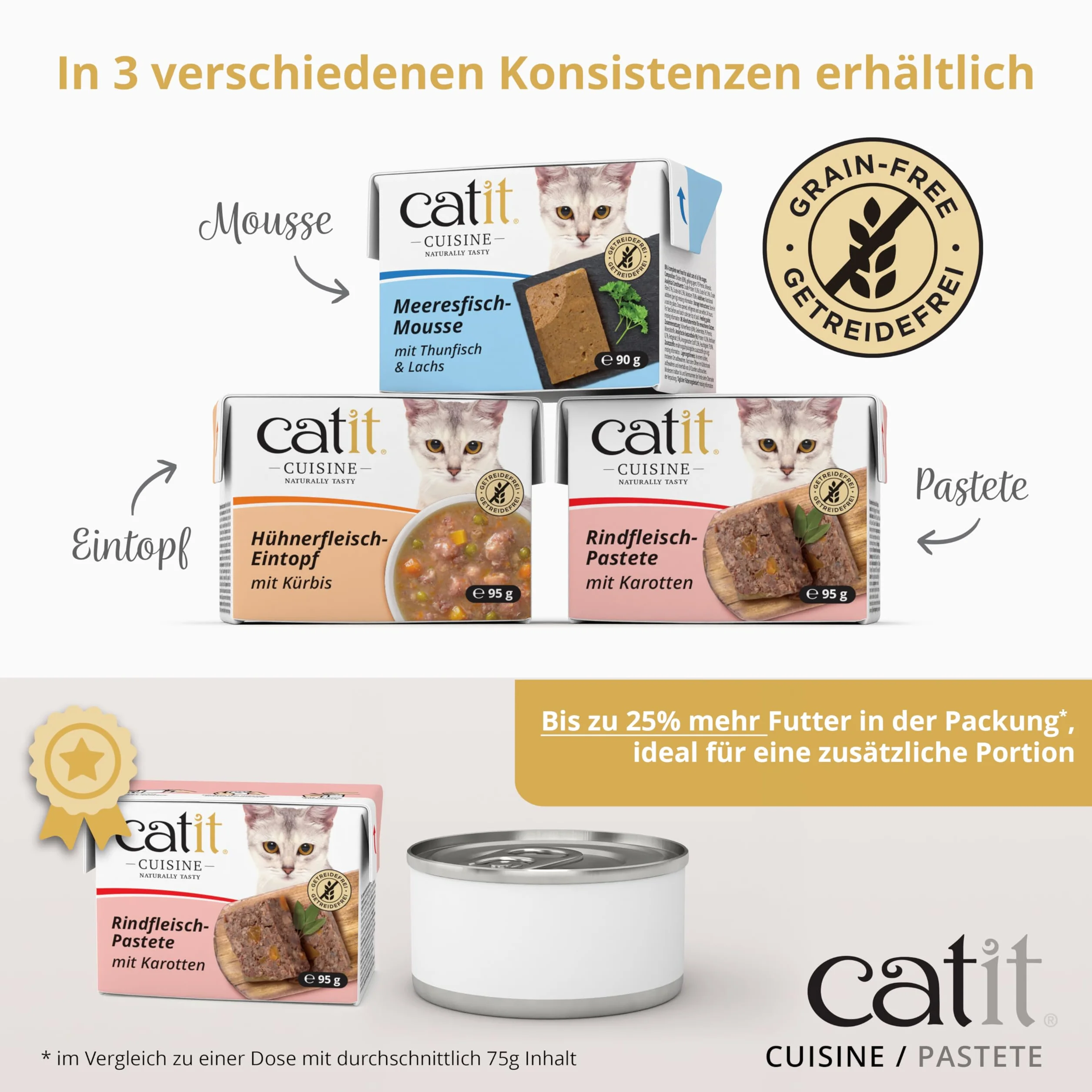 Catit Cuisine – mokra karma premium dla kotów – pasztet z tuńczykiem i sardynkami, mieszanka paszowa pełnoporcjowa, 95 g, bez zbóż, wysoka zawartość ryb