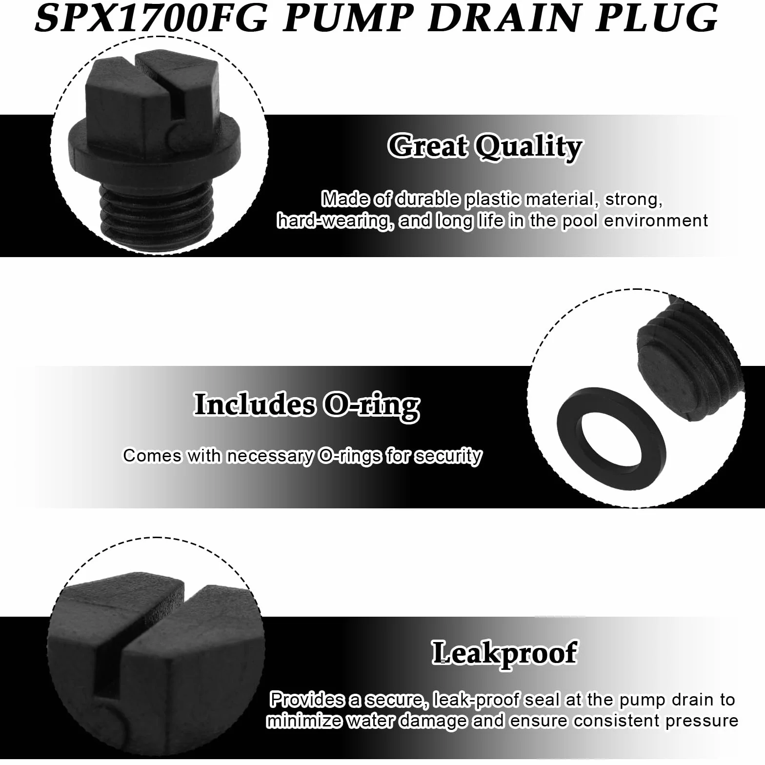 6szt SPX1700FG Korek Spustowy Basenu, Zastępczy Korek Pompy Basenowej Uszczelkami Kompatybilny z Hayward Super Pump/Power-Flo LX/Power Flo II/Max Flo