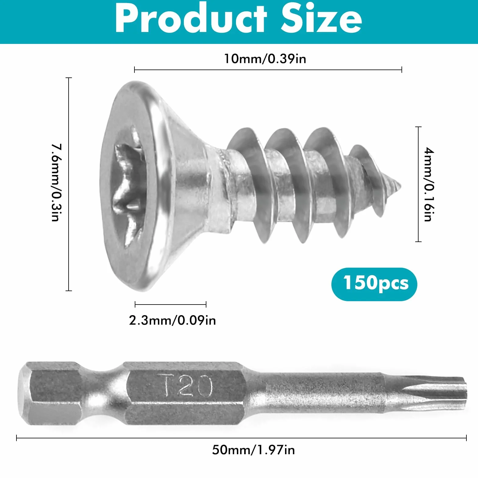 150 sztuk wkrętów samogwintujących nierdzewny, wkręty Torx M4 x 10 mm, łeb śliwki nierdzewny 304, wkręty do drewna ze śrubokrętem T20, śruby stać do mebli