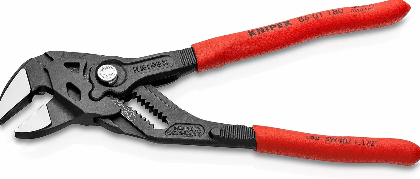 KNIPEX Szczypce-klucz szczypce i klucz w jednym narzędziu w opakowaniu z zawieszką fosforanowana, szara pokryte antypoślizgowym, 86 01 180 SB