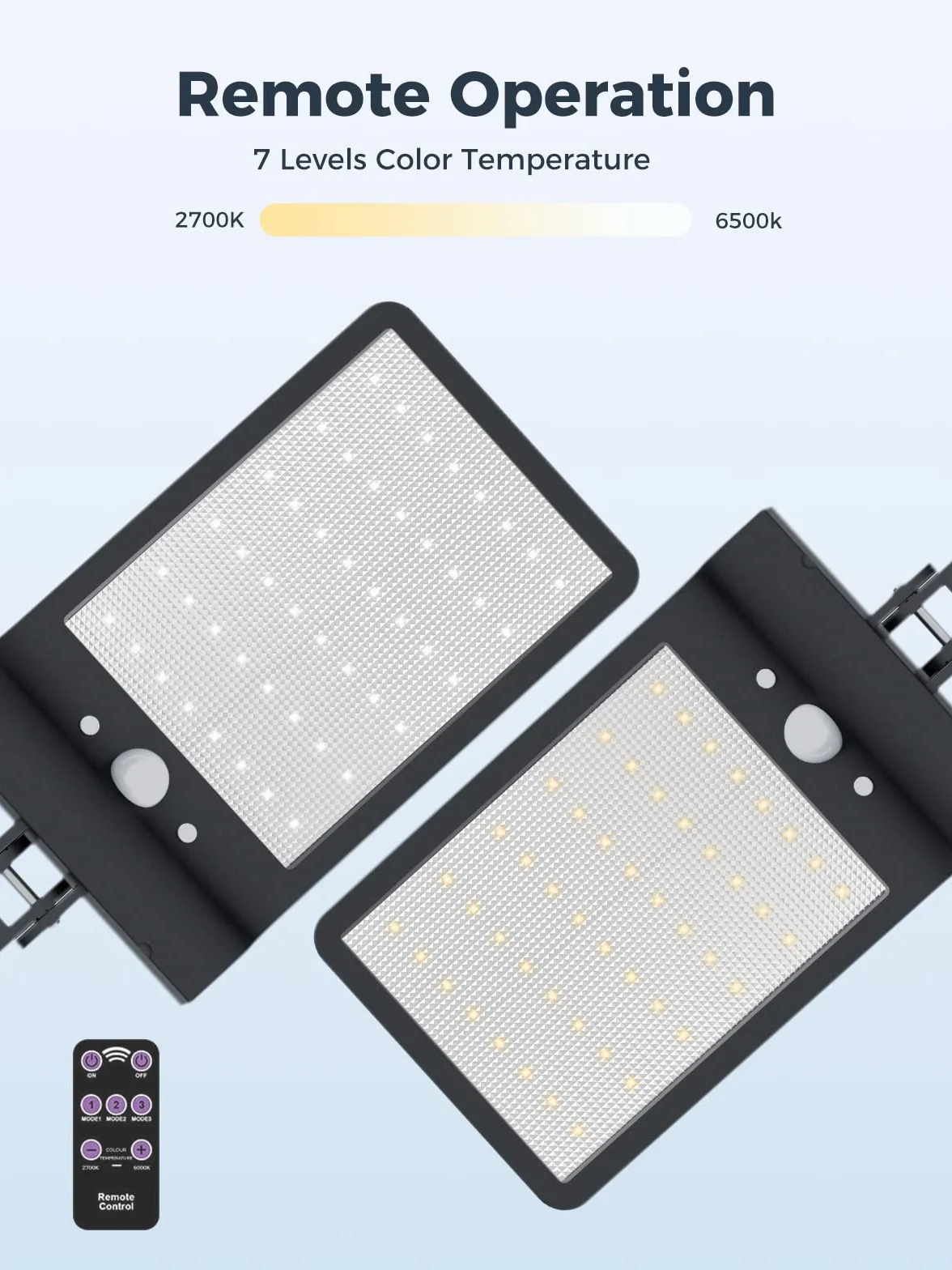 Lampy solarne do użytku na zewnątrz, COLBOR lampy solarne z czujnikiem ruchu z pilotem zdalnego sterowania, 3 tryby regulacji, IP65, wodoszczelne światło solarne na podwórko, garaż, białe, lampa solarna LED