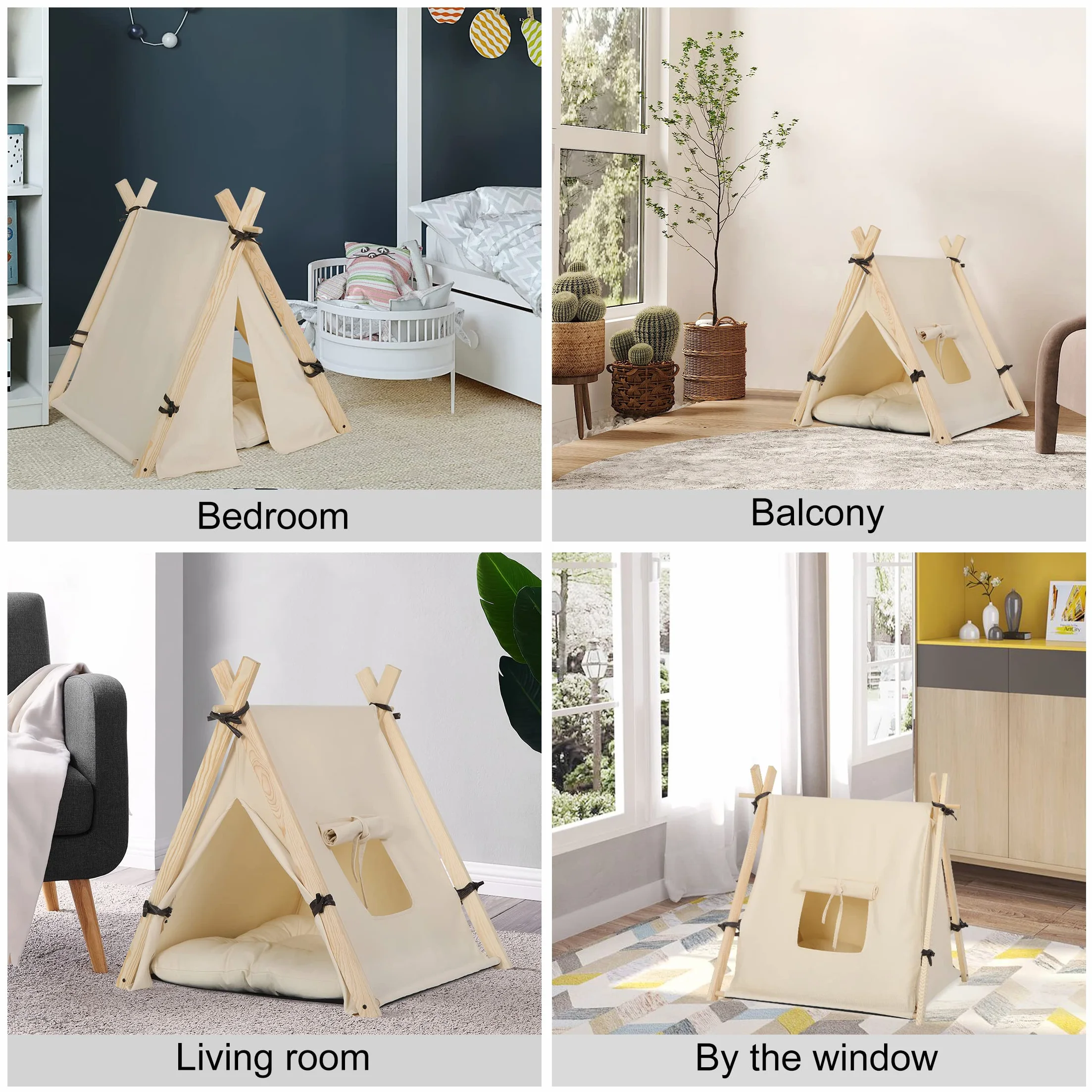 EUGAD Tipi Namiot dla Małych Psów i Kotów 60x70x60 cm Biały Domek do Wnętrz