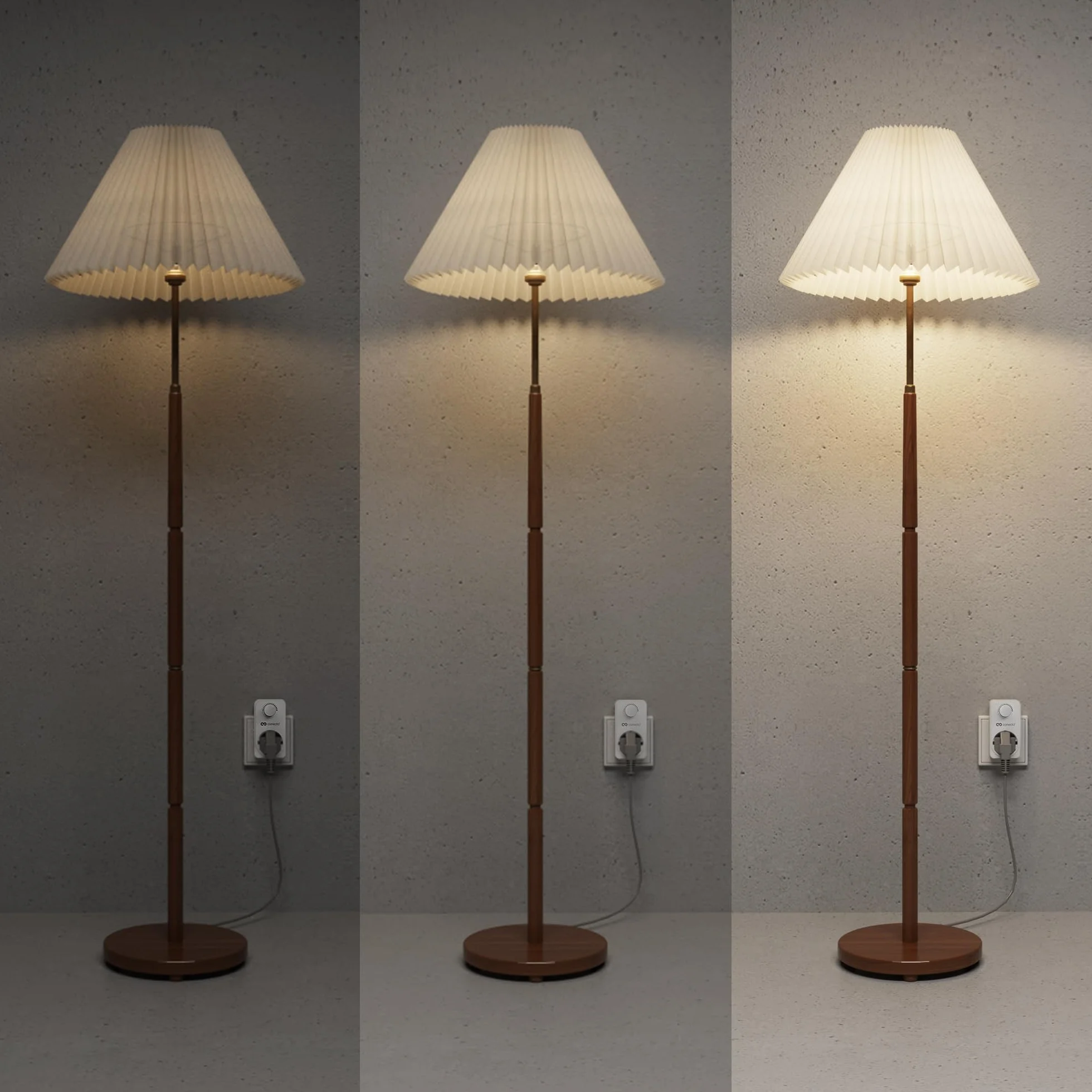 conecto Ściemniacz gniazdek, adapter ściemniacza gniazdek z regulatorem jasności do ściemnialnych źródeł światła, takich jak LED, lampy halogenowe, żarówki, biały