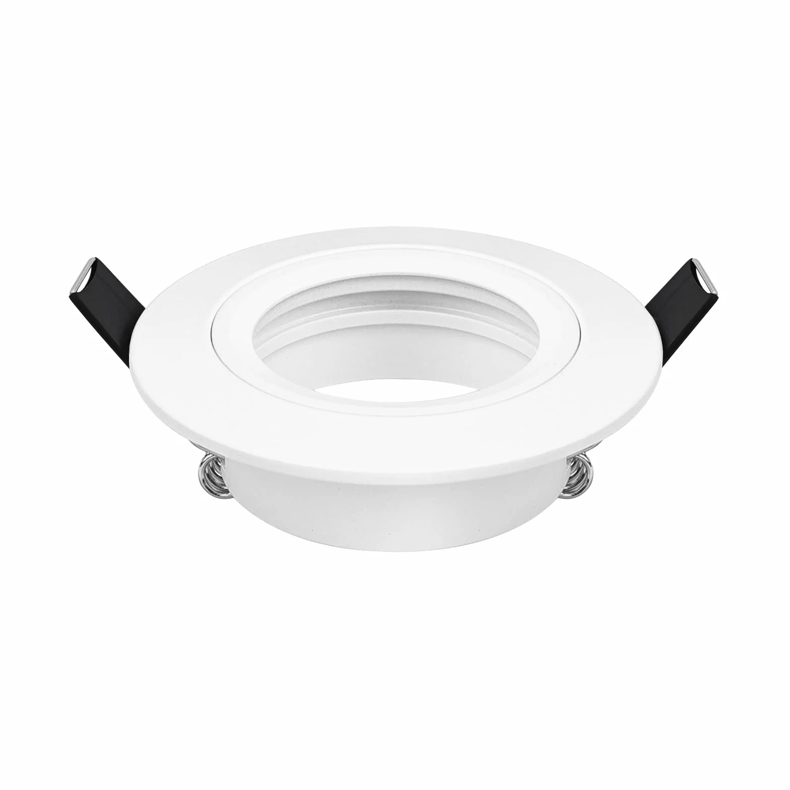 10x Reflektor wpuszczany GU10 biały aluminium, reflektory rama montażowa z gniazdem GU10, okrągły uchwyt wpuszczany bardzo płaski sufit do lamp LED lub halogenowych, otwór montażowy ø65mm