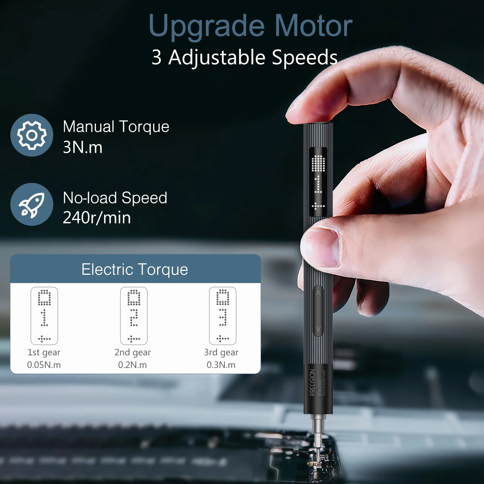Precision Power Screwdriver, precyzyjny śrubokręt elektryczny, 50 IN 1 mini wkrętarka elektryczna z 40 końcówkami, wkrętarka akumulatorowa z lampką LED do telefonu, zegarka, laptopa