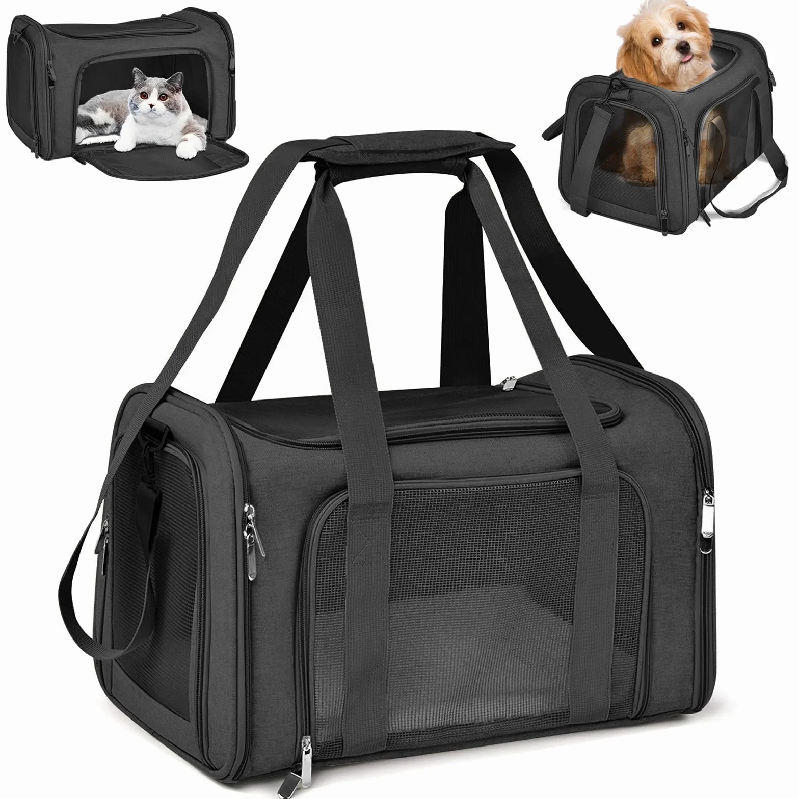 Torba transportowa dla zwierząt domowych, składana i oddychająca, 7 kg, dla średnich psów, kotów, do samochodu, pociągu, podróżowania, 45 x 30 x 30 cm, 45 x 30 cm, dla psów i kotów