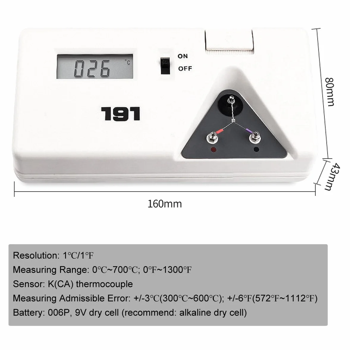 Termometr Grotu Lutowniczego, 0-600 °C (1200 °F) Cyfrowy Tester Temperatury Przenośny Elektroniczny Miernik Temperatury Końcówki Lutownicy Z Baterią, Do Stacji Lutowniczej