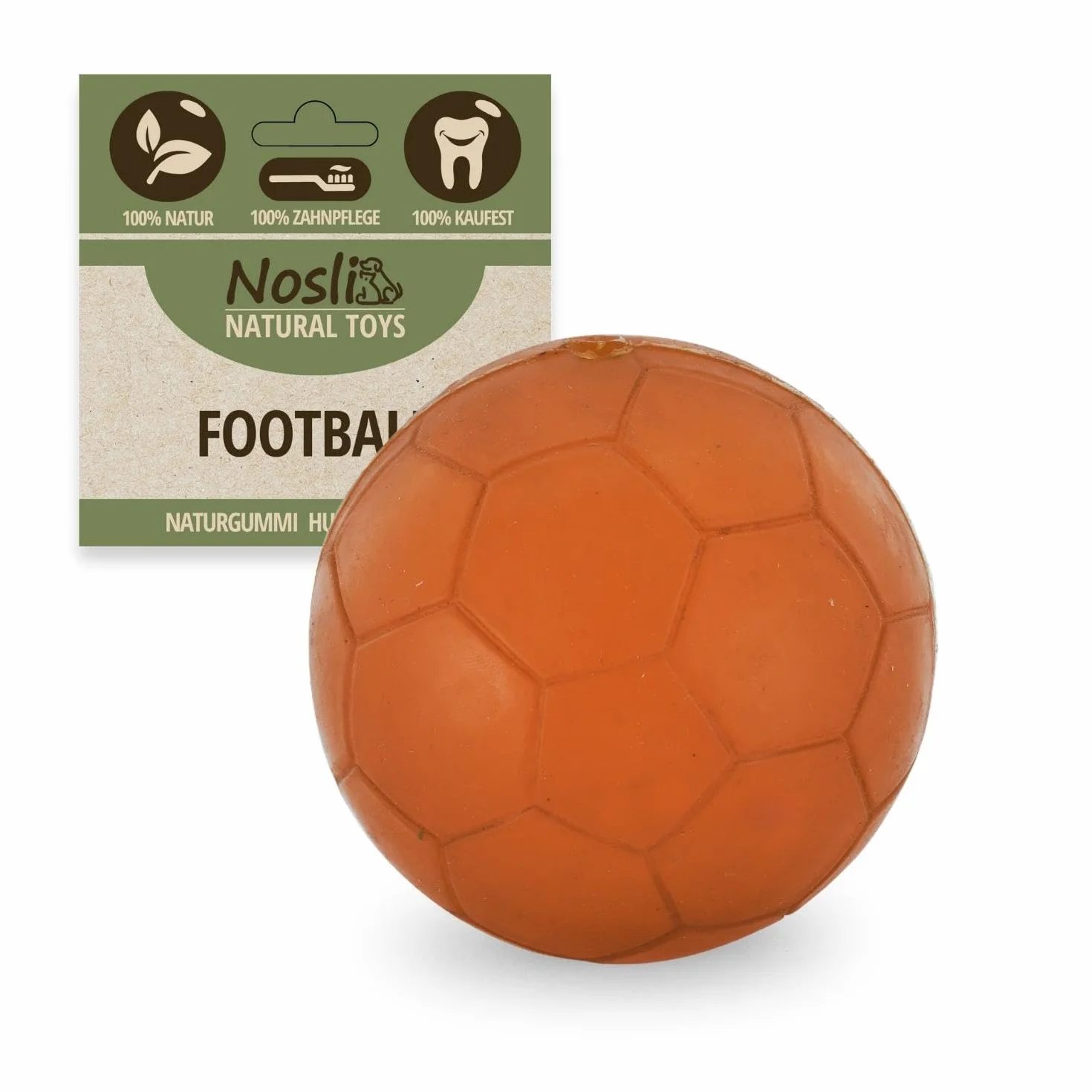 Natural Toys Football Piłka dla psa Premium ze 100% naturalnego kauczuku • Zabawka do gryzienia dla psów • Piłka do rzucania dla małych i dużych psów • Zabawka dla psów • Piłka do zabawy (S)