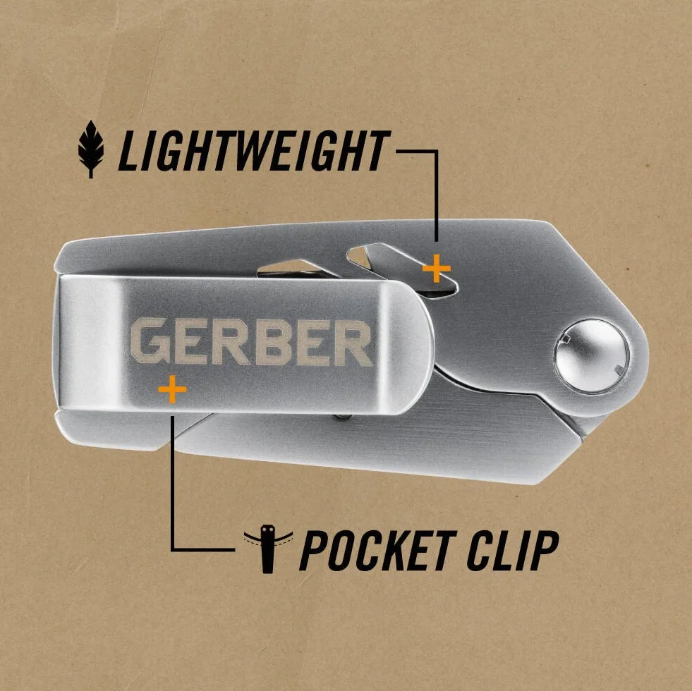 Gerber Nóż Cutter, EAB Utility Lite, składany, długość ostrza: 3,8 cm, stal nierdzewna, srebrny, 31-003036
